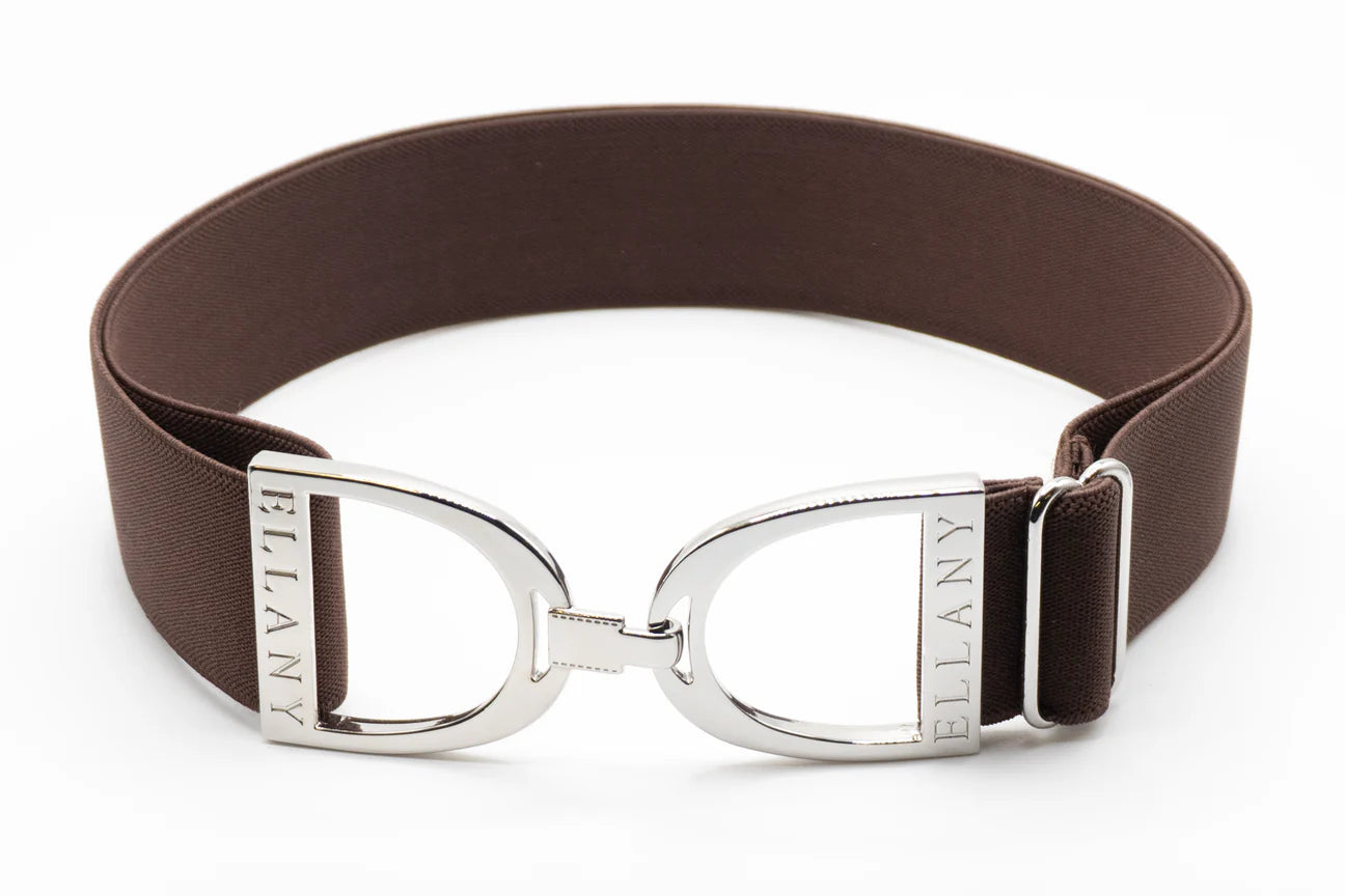 Ellany Chocolate - 1.5" Silver Stirrup Elastic Belt