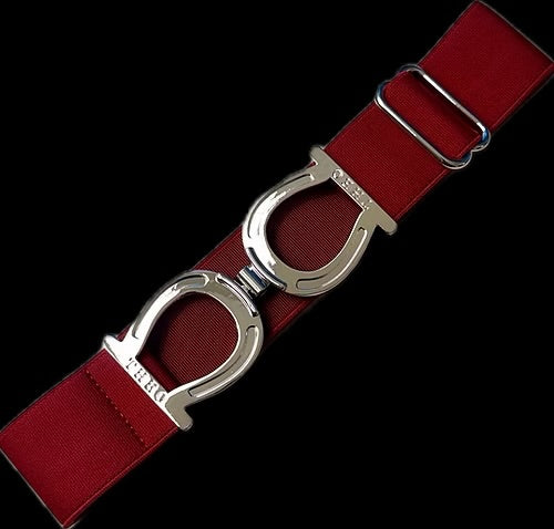 THEO Equestrian Belt - Crimson with Silver Buckle