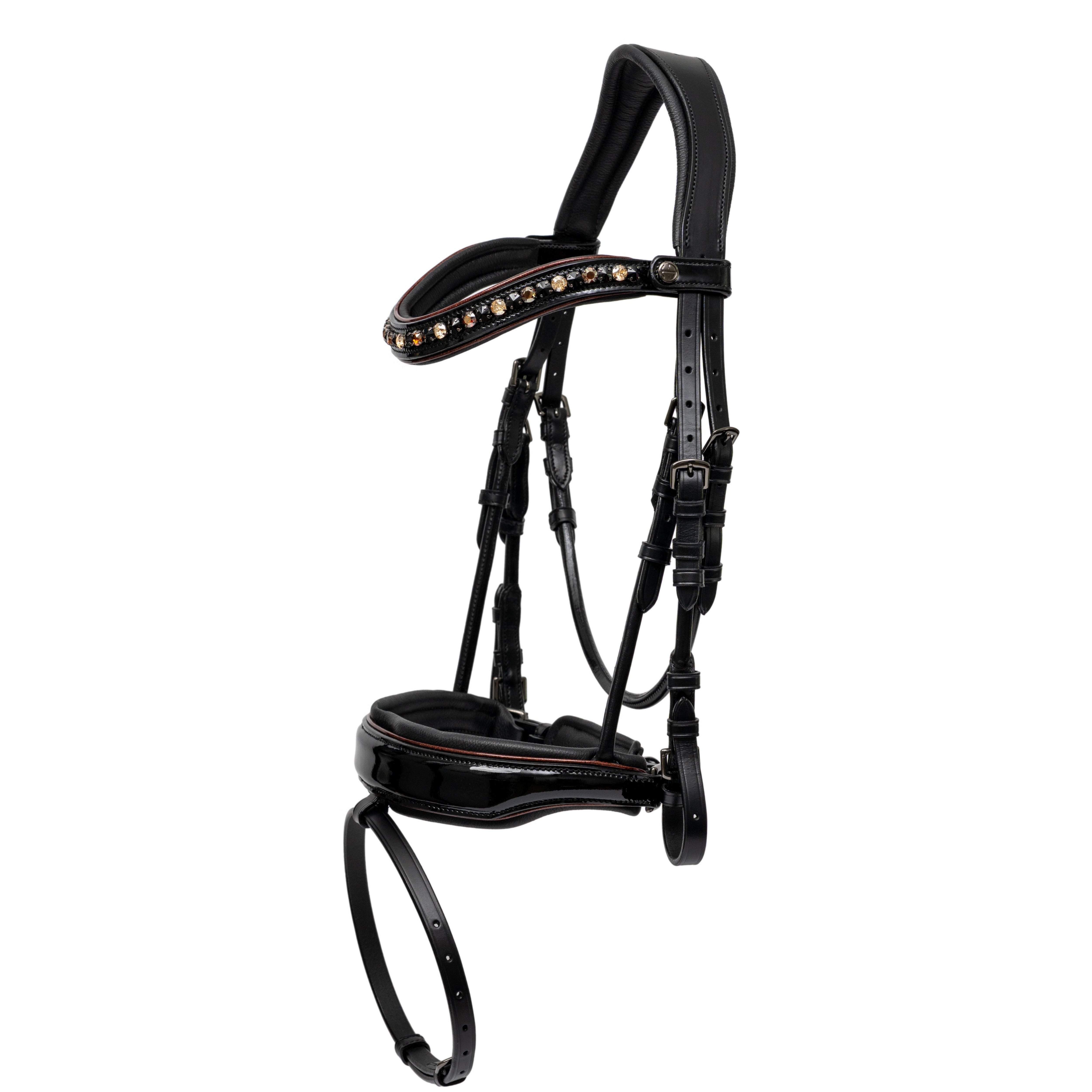 The Aachen Rolled Black Patent Leather Snaffle Bridle