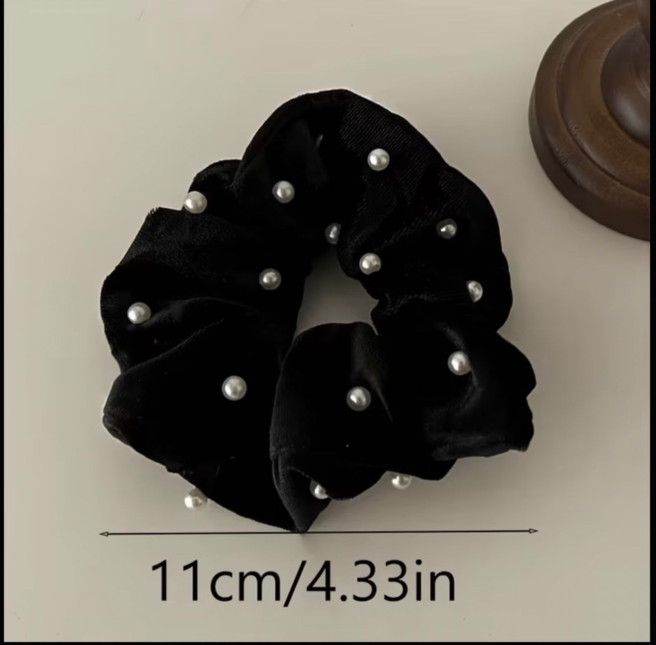 Velvet Brown Pearl Scrunchy