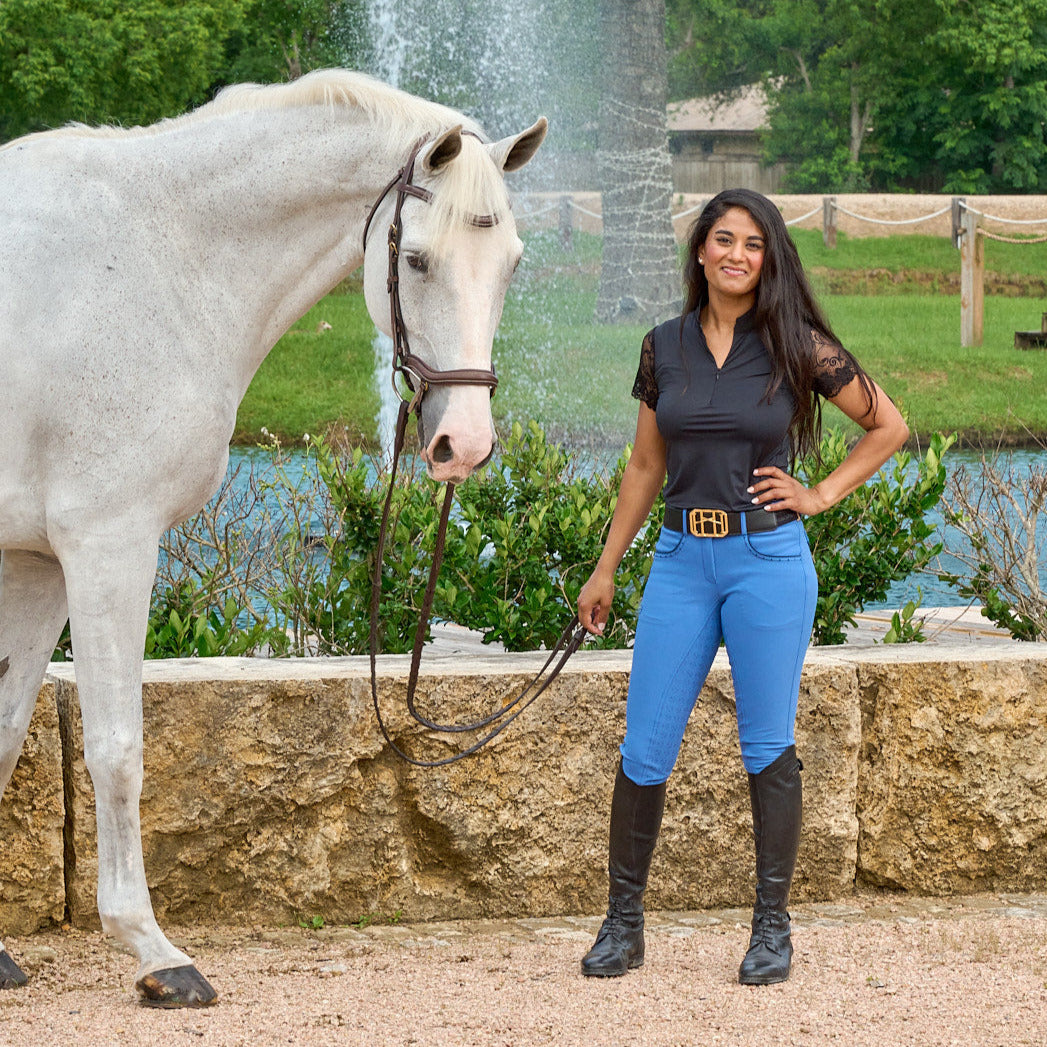 Tara Short Sleeve Lace Competition Shirt - Black