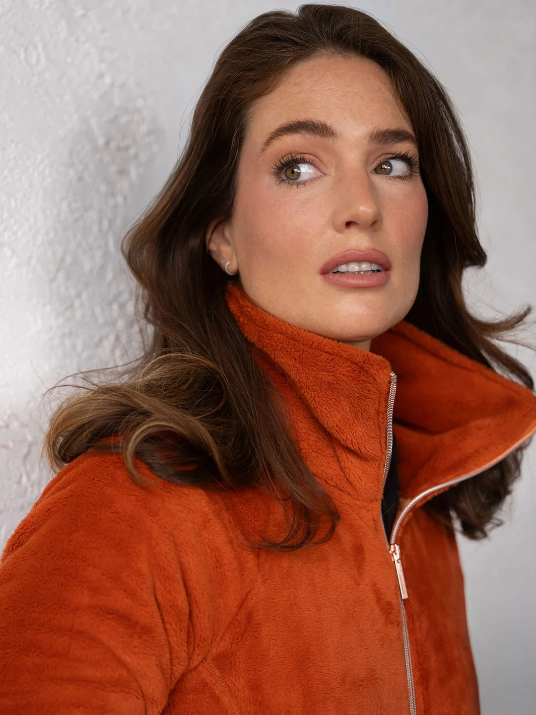 Equestrian Stockholm Velvet Fleece Jacket - Chestnut