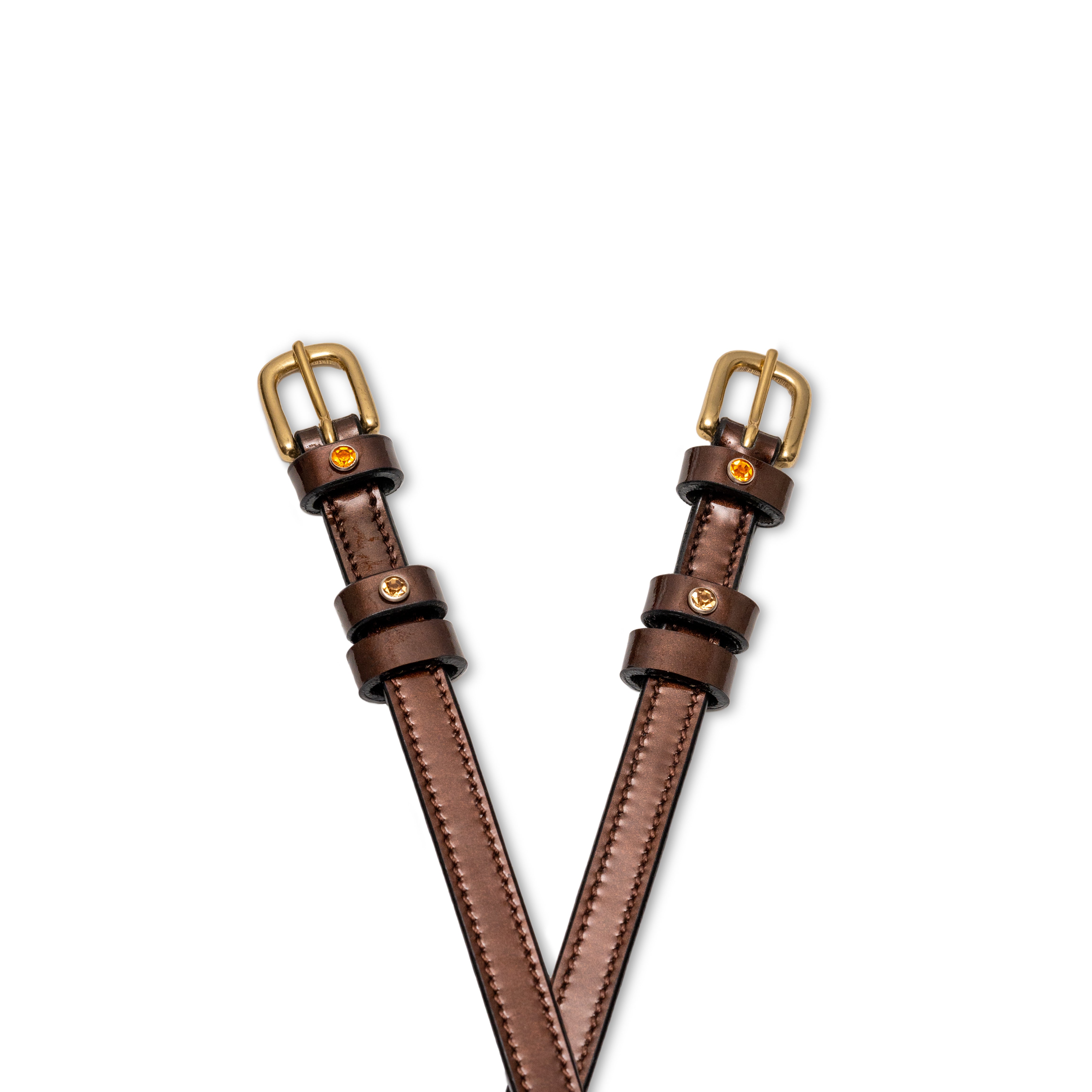 Catalonia Metallic Bronze Patent Leather Spur Straps