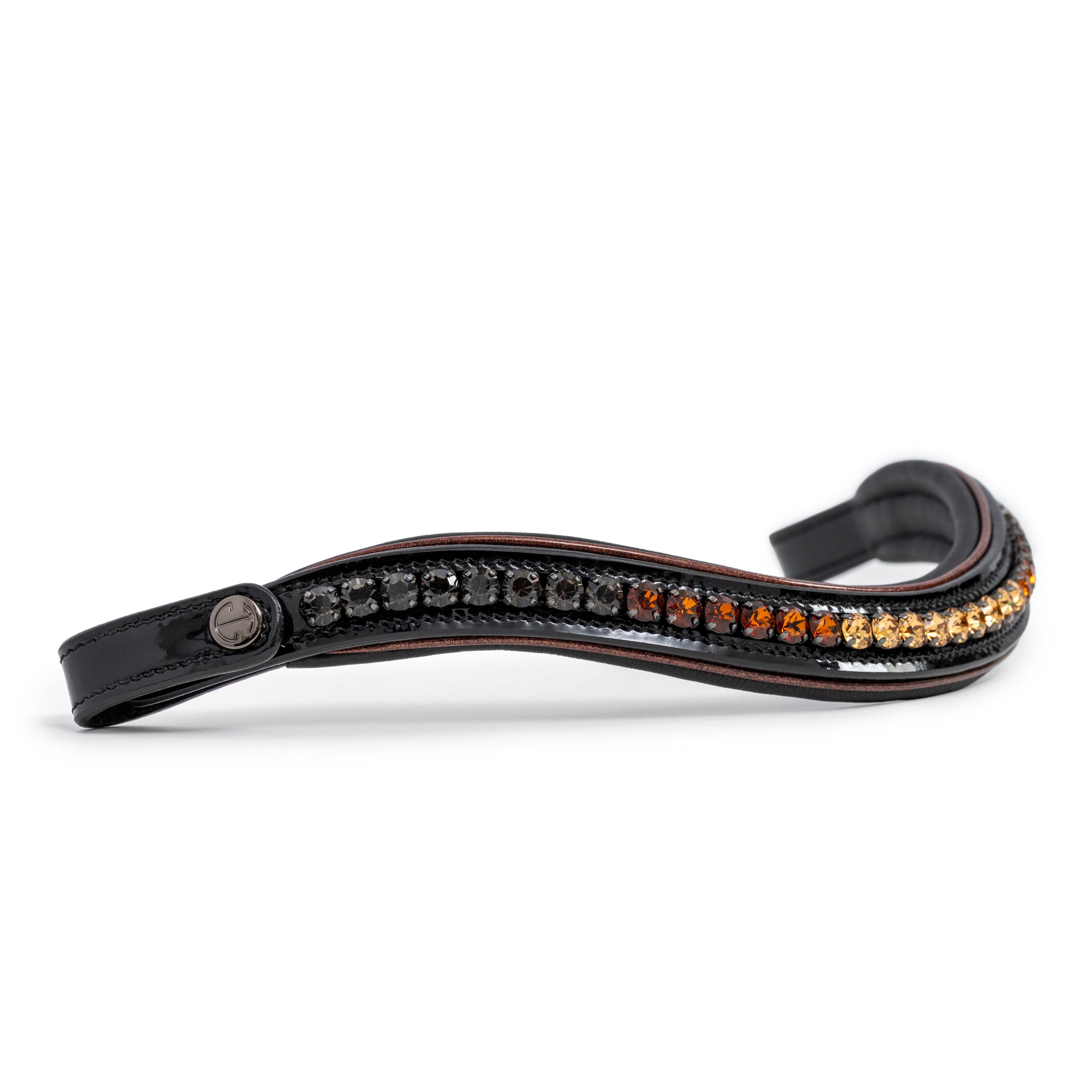 🤎 The Aachen Rolled Black Patent Leather Double Bridle