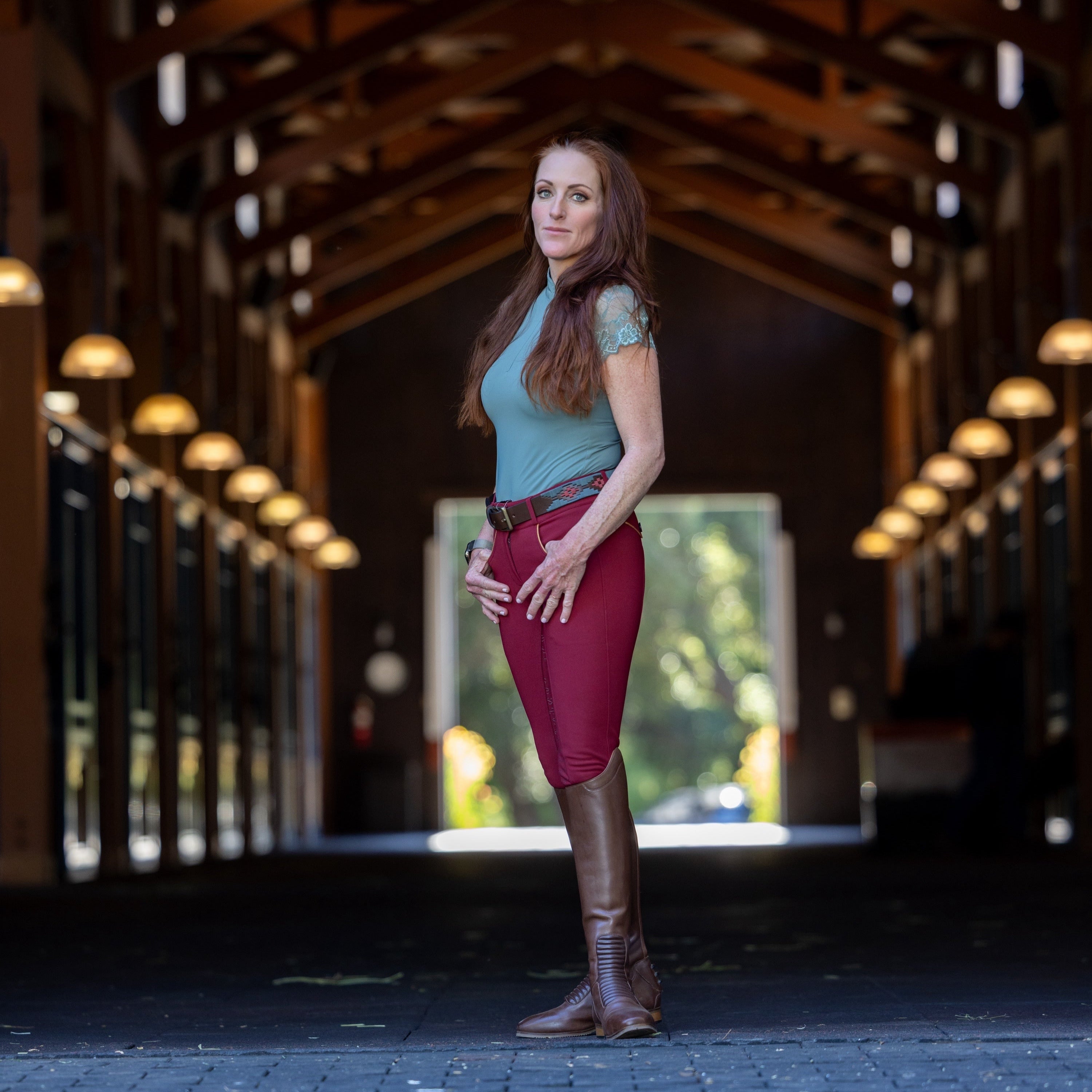 Evolution Full Seat Breeches - Barn Red - MID WAIST