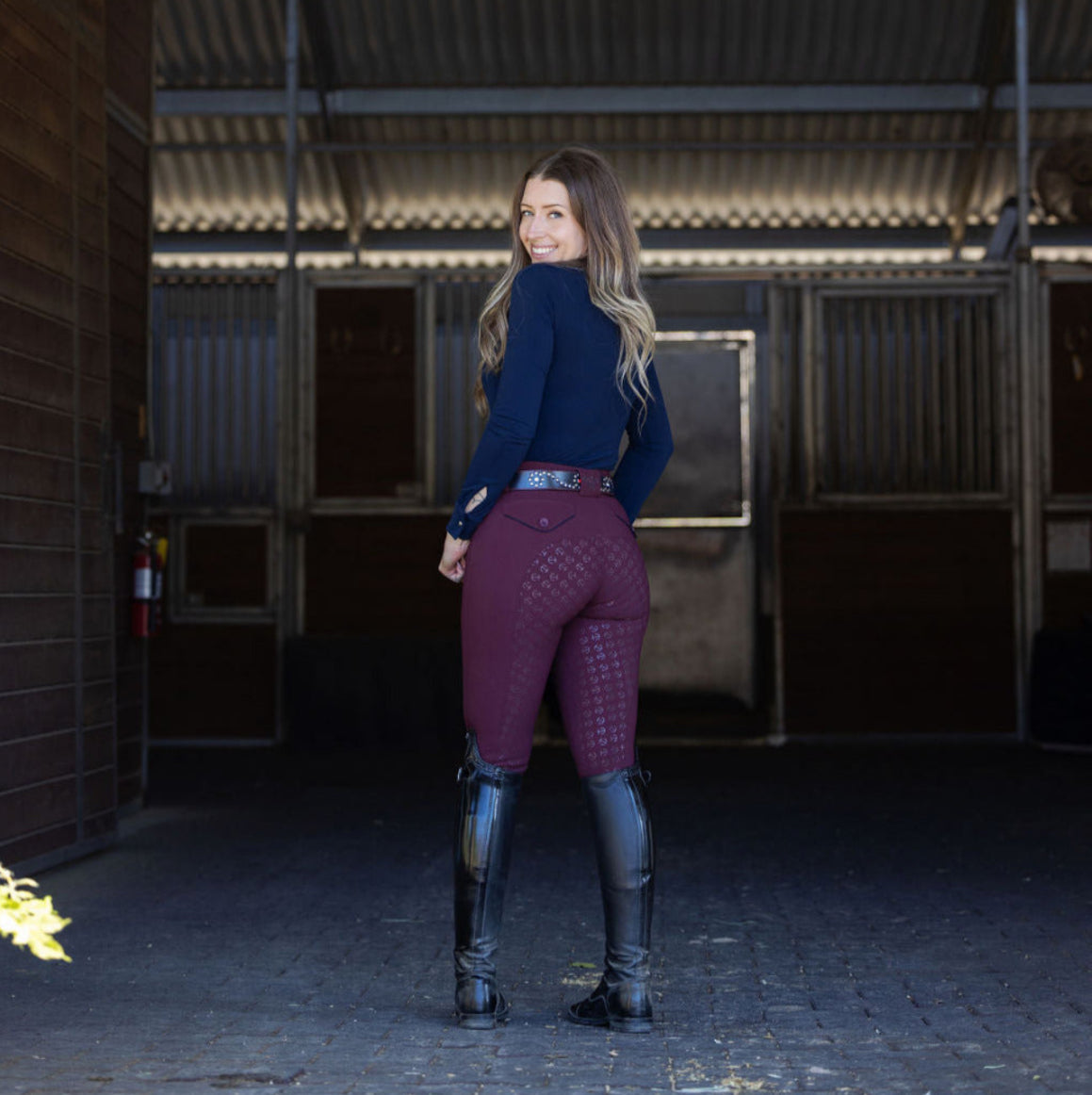 Halter Ego Evolution Full Seat Breeches - Merlot - Mid Rise