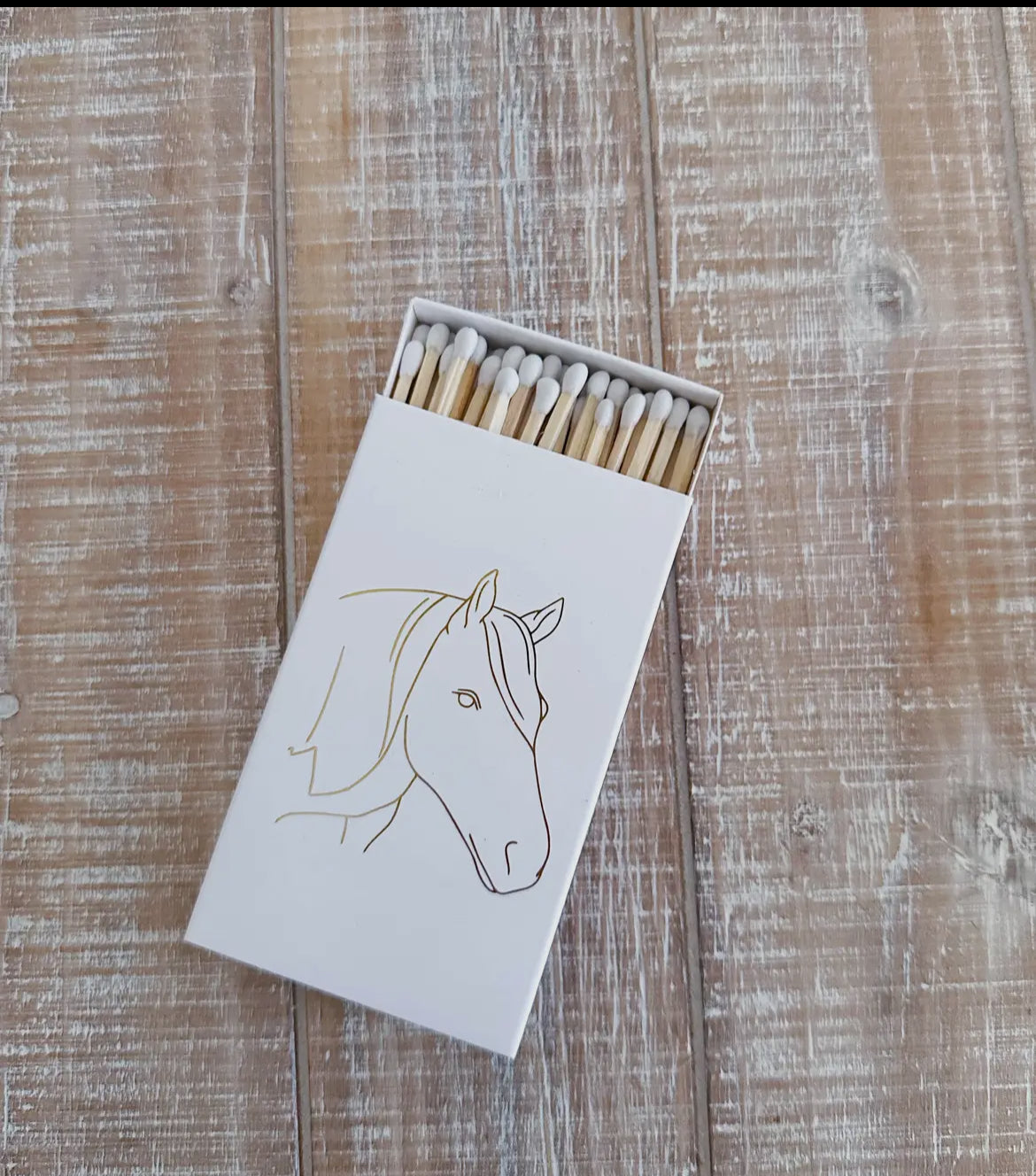 Stable Style White Oversized Horse Head Matches with Gold Foil