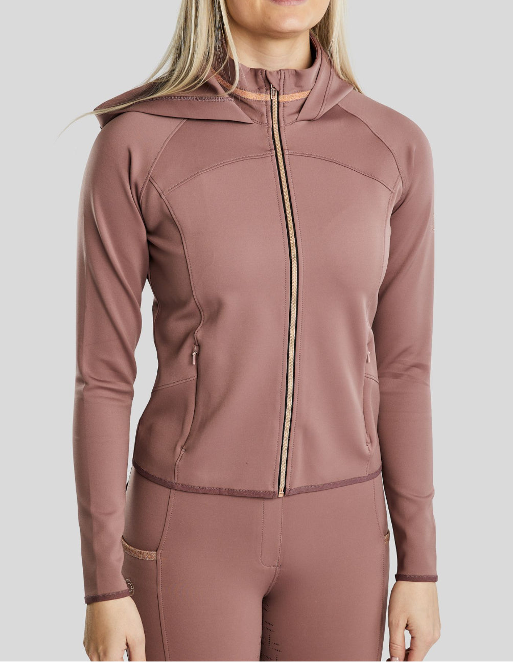 Montar MoGlenda Full Zip Jacket with Rosegold Caviar Tape - Dusty Rose