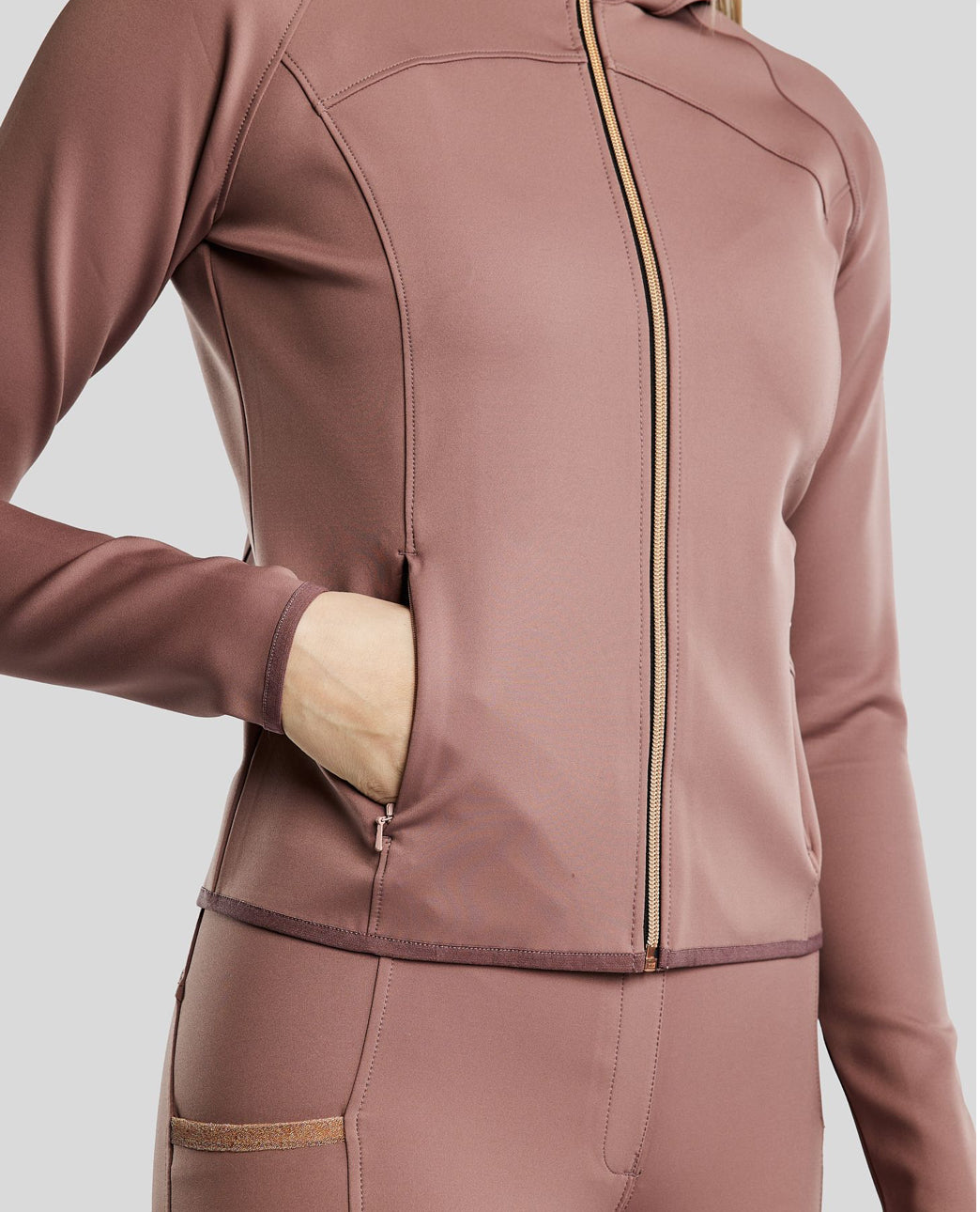 Montar MoGlenda Full Zip Jacket with Rosegold Caviar Tape - Dusty Rose