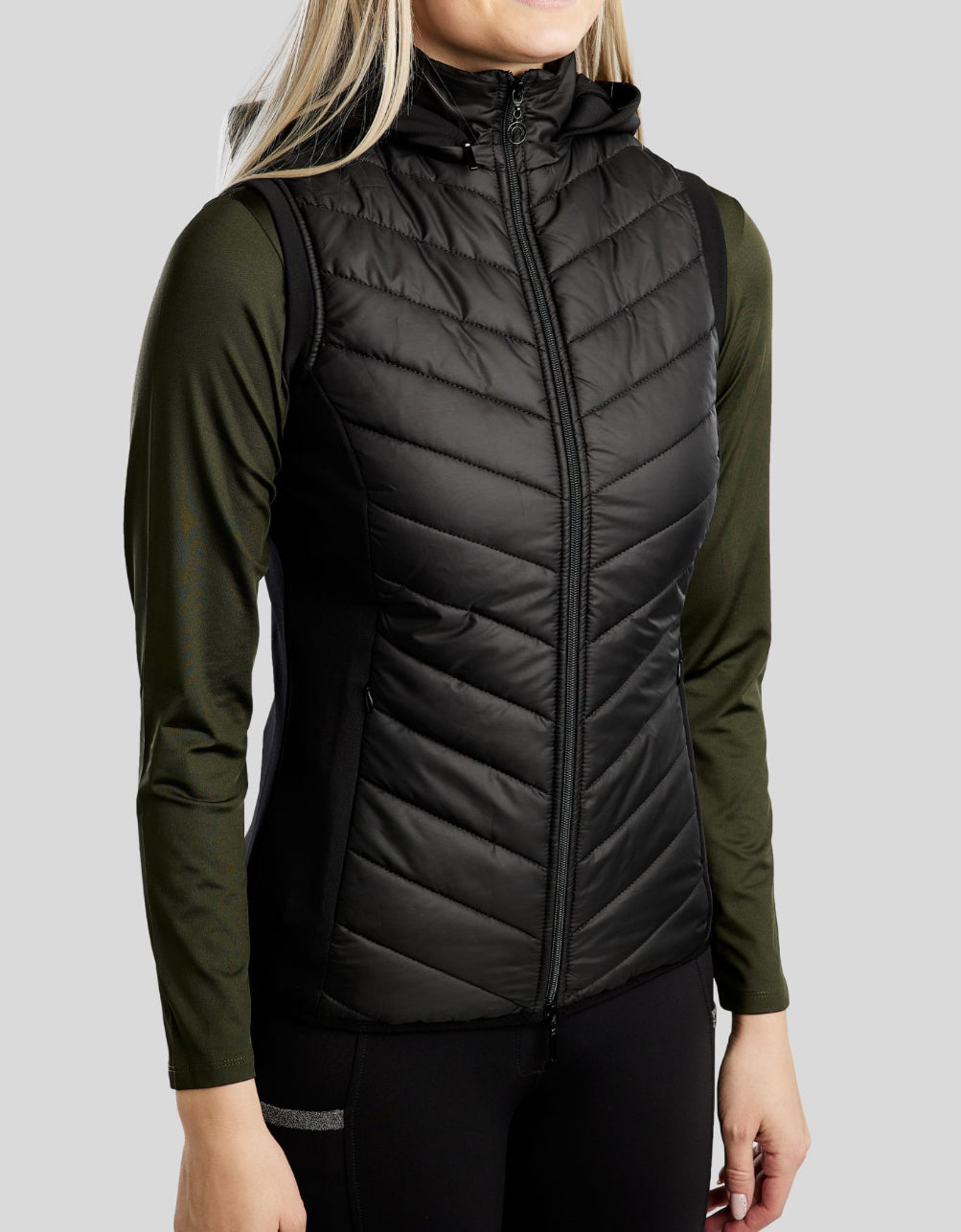 Montar Hybrid Bodywarmer w/detachable Hood, gunmetal crystals