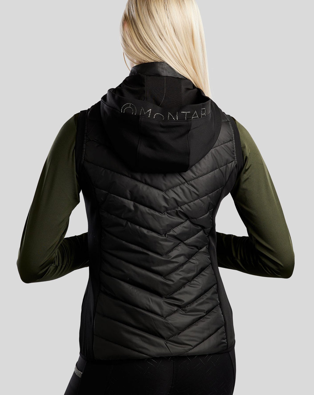 Montar Hybrid Bodywarmer w/detachable Hood, gunmetal crystals