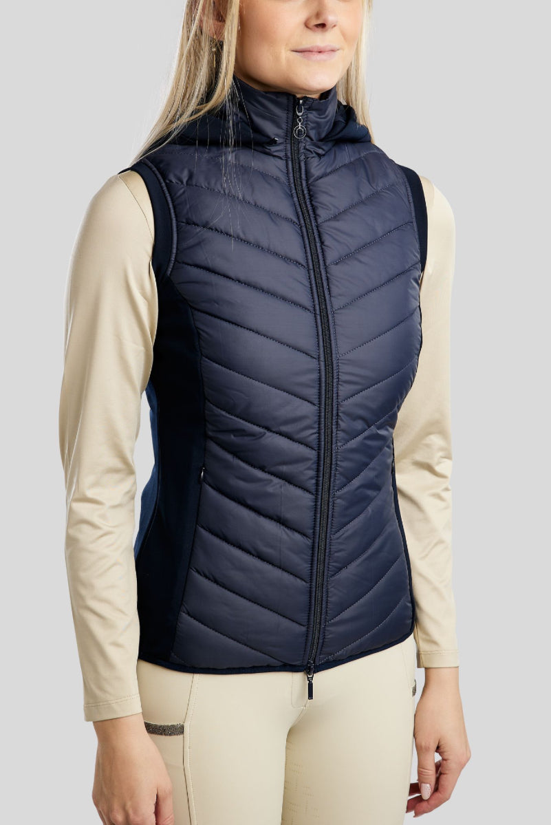 Montar Hybrid Bodywarmer w/detachable Hood, gunmetal crystals