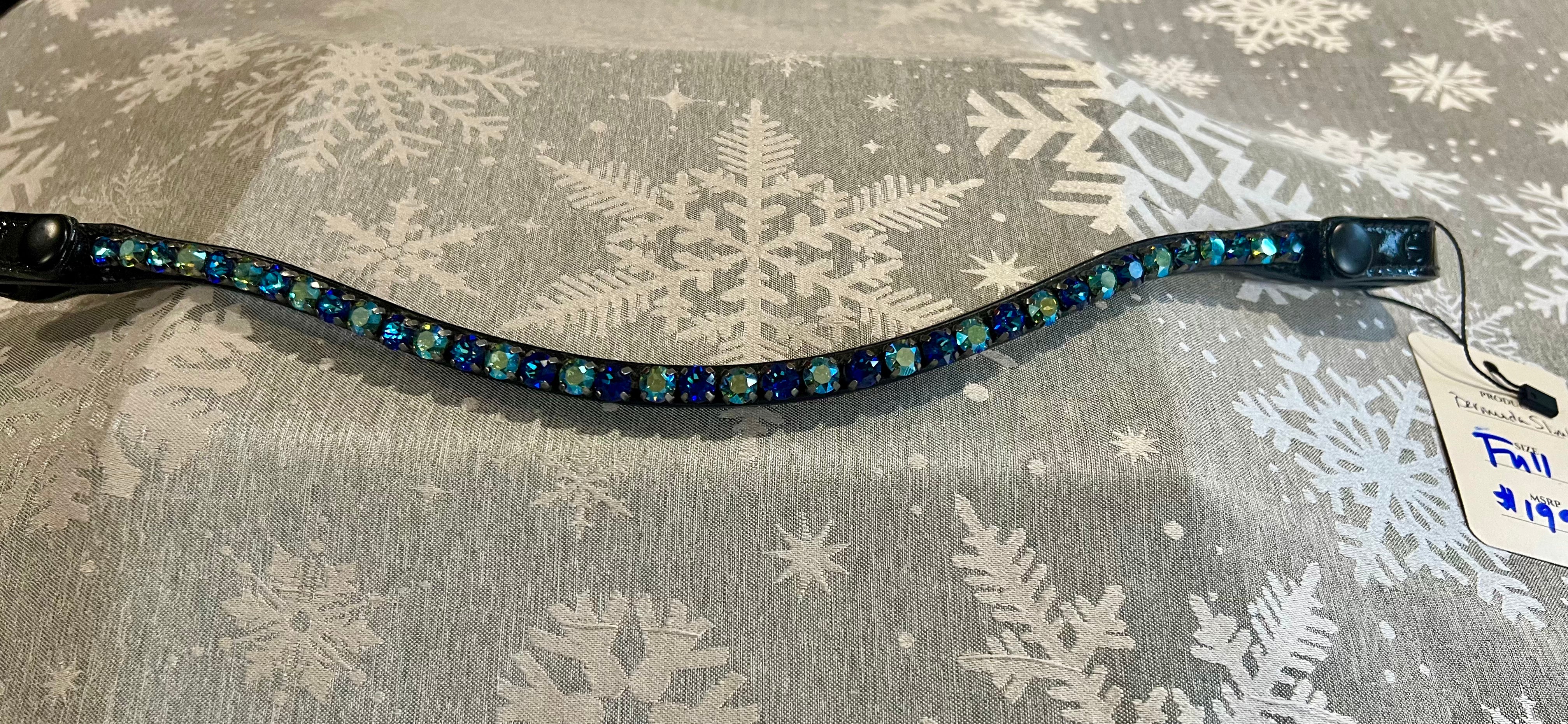 Halter Ego Slimline Bermuda Blue Black Patent Browband - Full Size