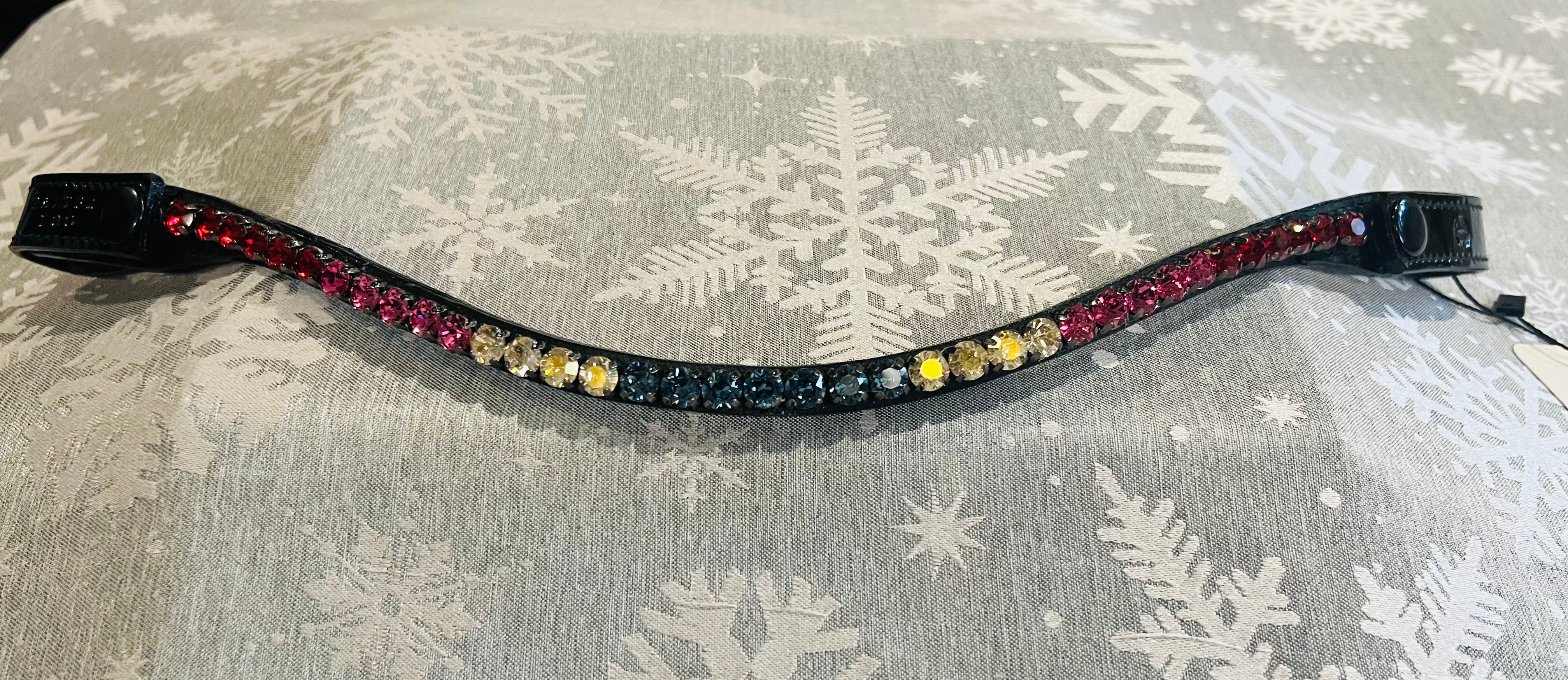 Halter Ego Slimline American Retro Black Patent Browband - Full Size