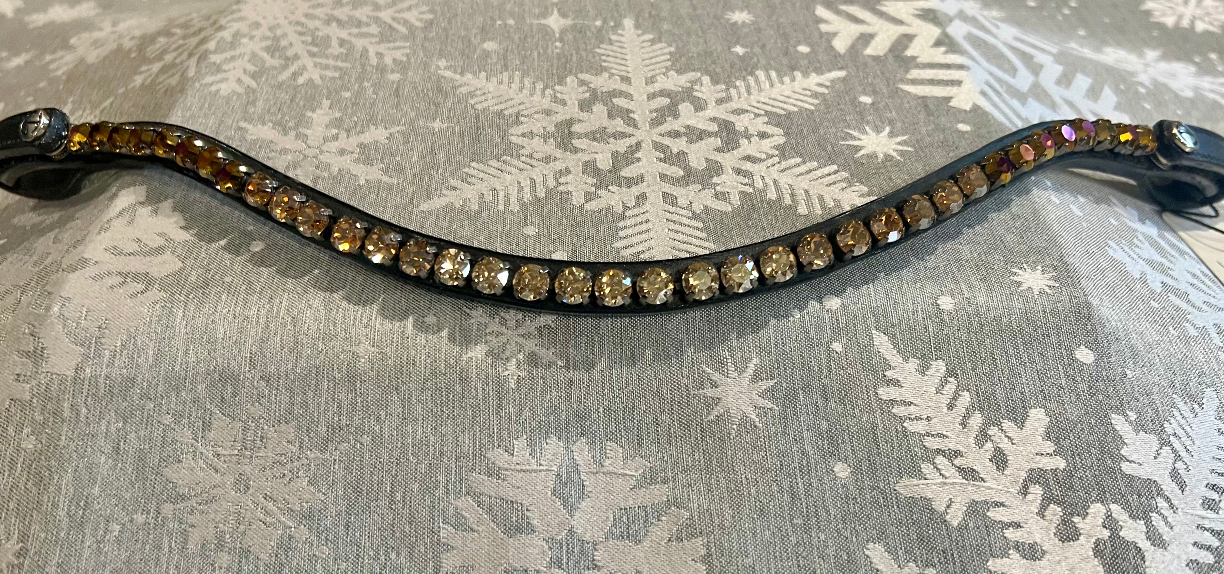 Halter Ego Slimline Valencia Black Leather Browband - Full Size