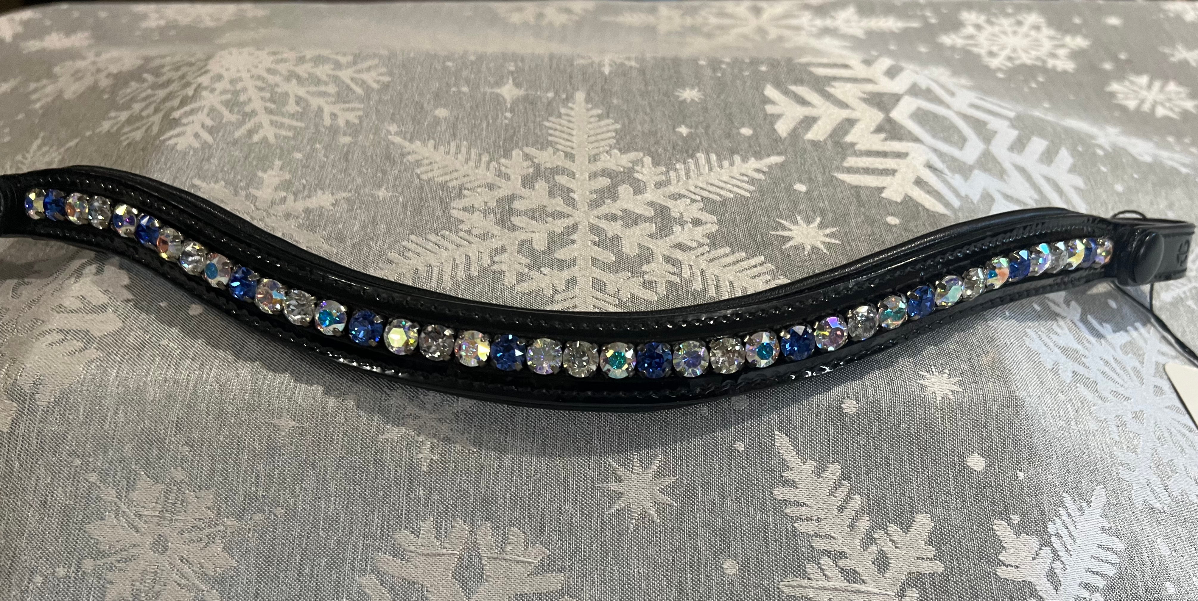 Halter Ego Saphire Blue Black Patent Browband - Full Size