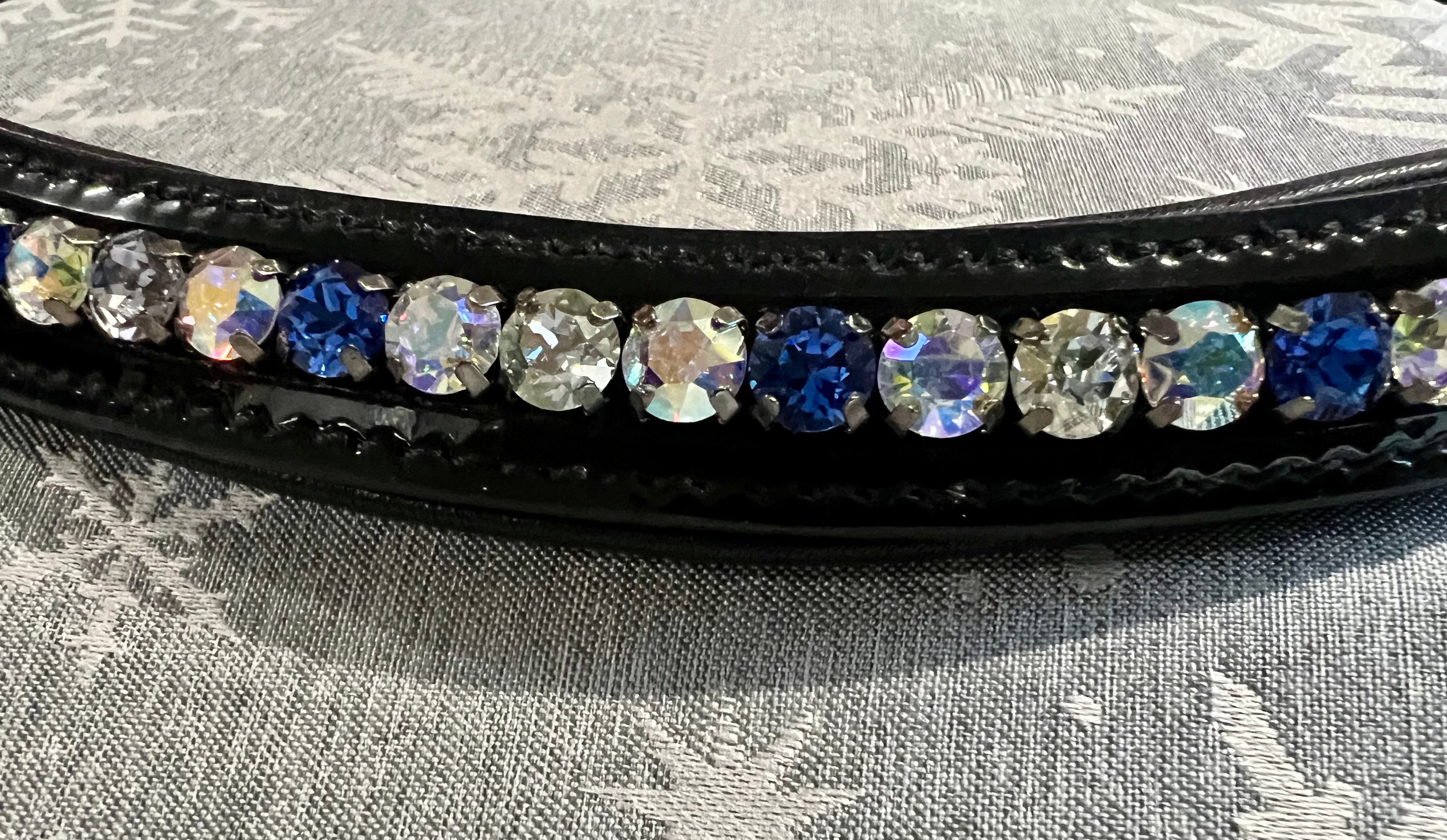 Halter Ego Saphire Blue Black Patent Browband - Full Size