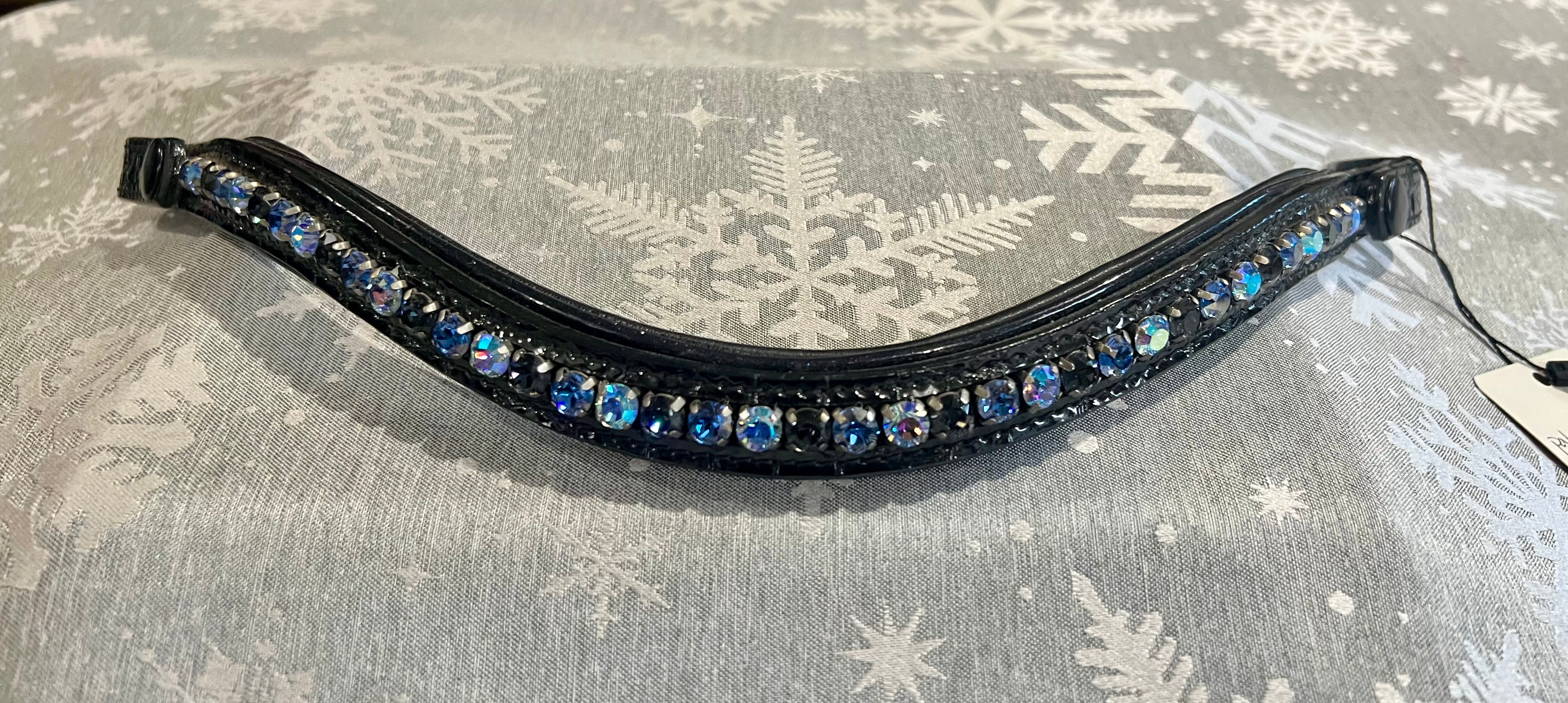 Halter Ego Light Sapphire & Montana Black Patent Croc Browband - Full Size