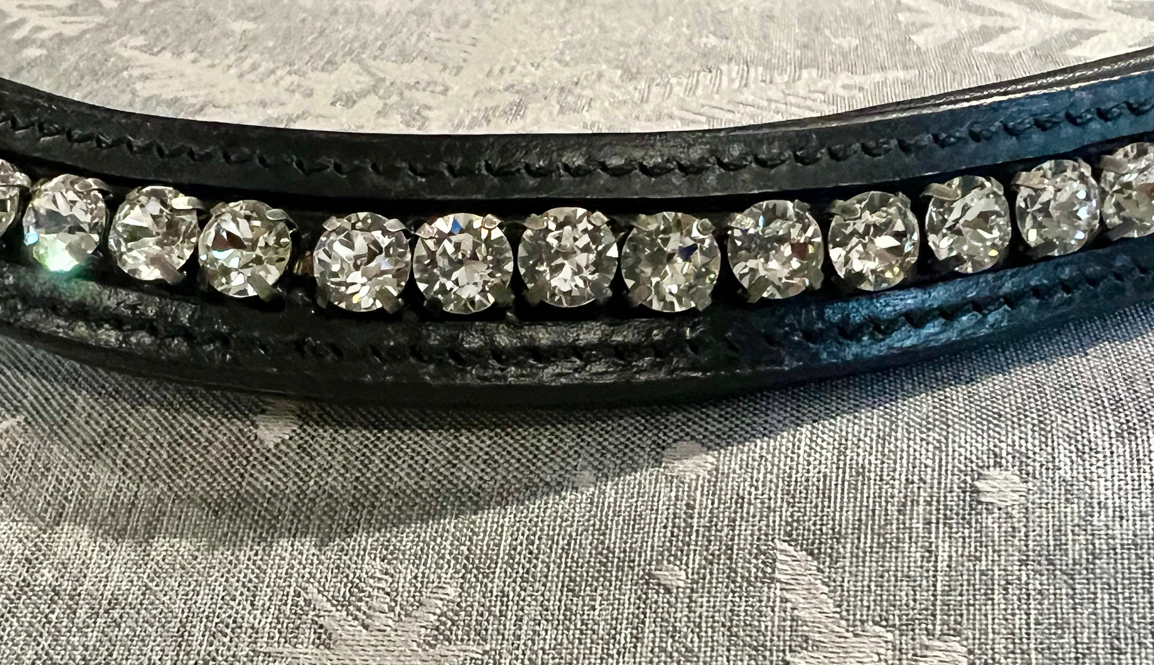 Halter Ego Clear Crystal Black Leather  Browband - XFull