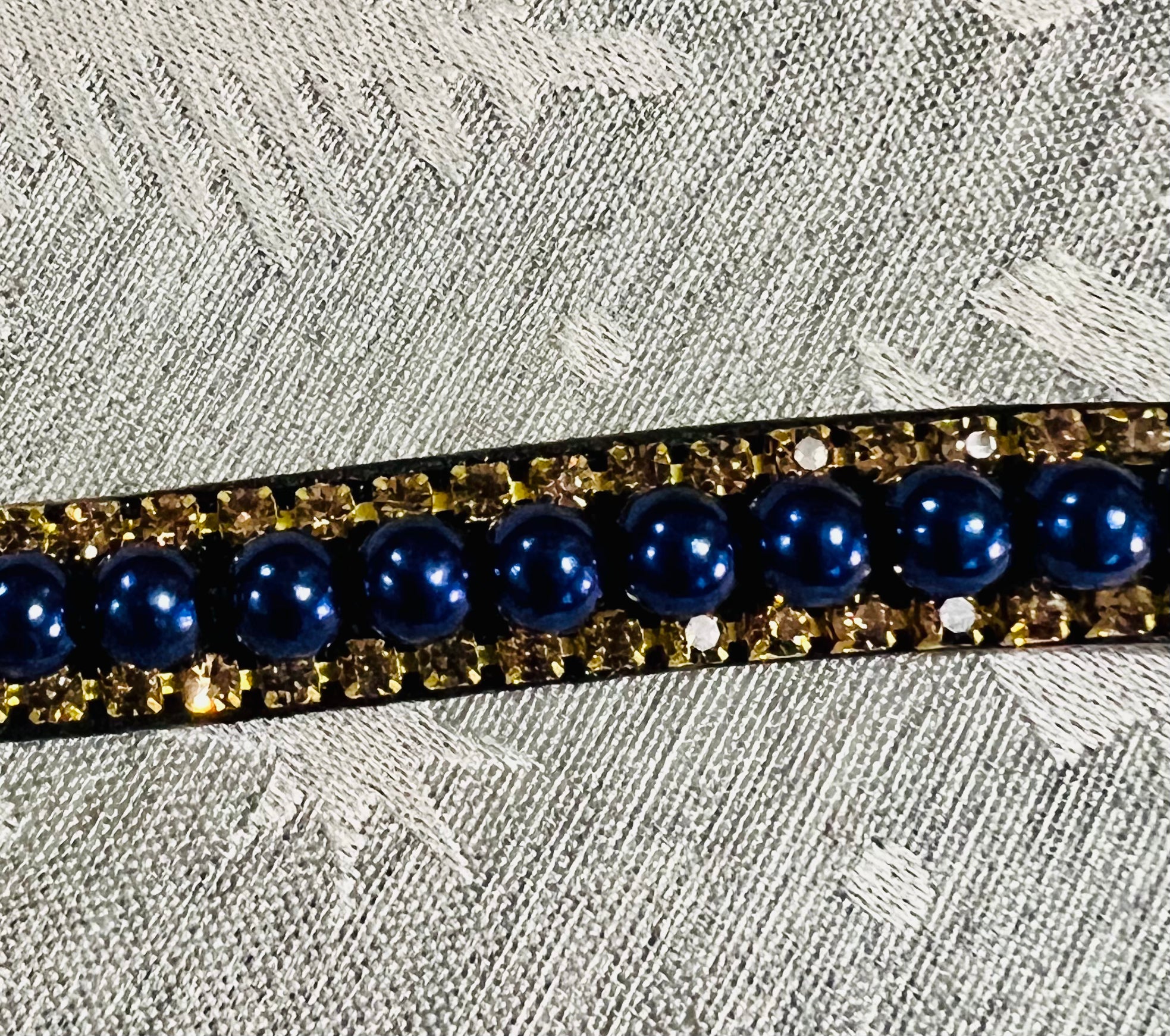 Blue Pearl & Gold Browband - Full