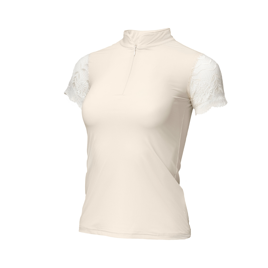 Halter Ego Charlie Short Sleeve Lace Riding Shirt - Ecru