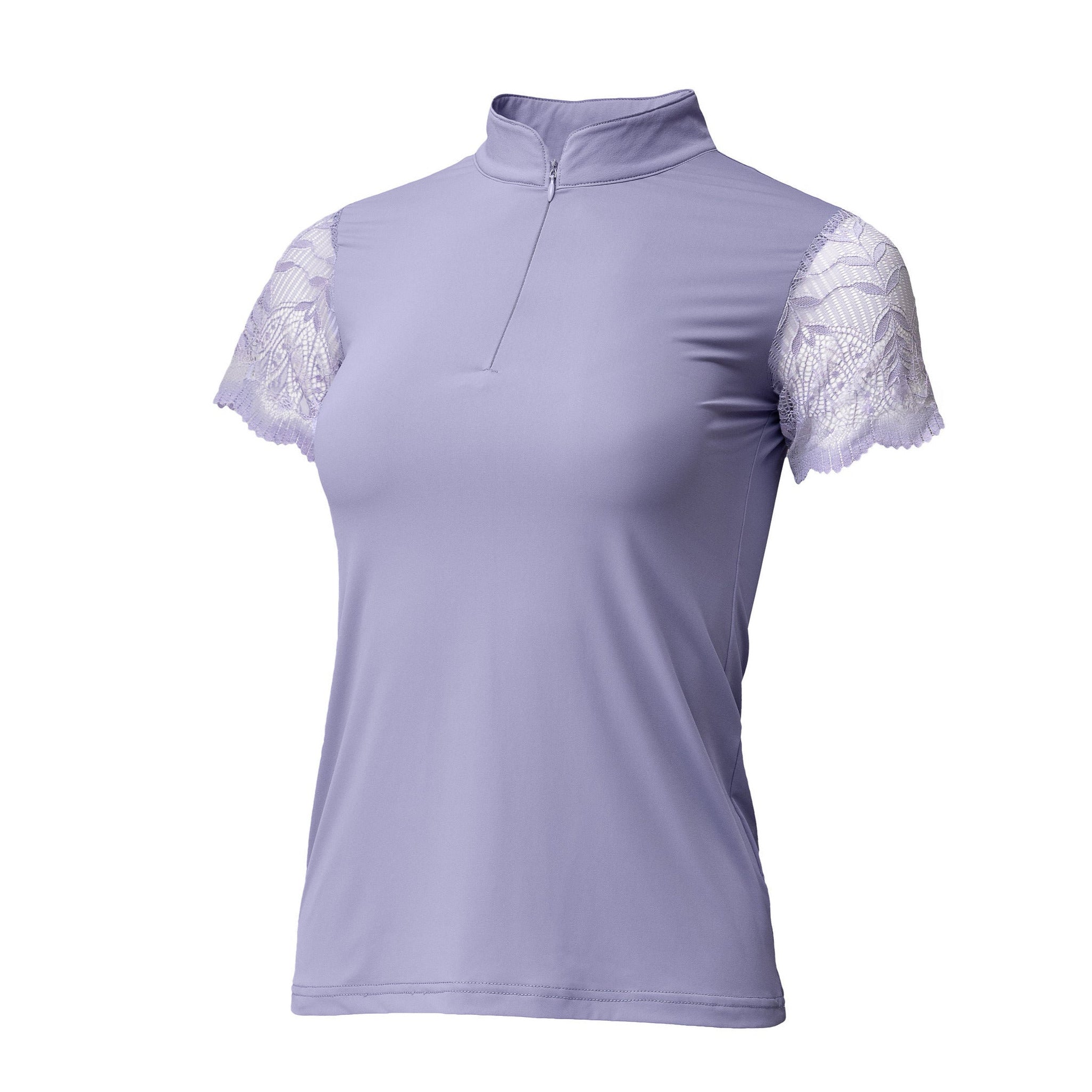 Halter Ego Charlie Short Sleeve Lace Riding Shirt - Lilac