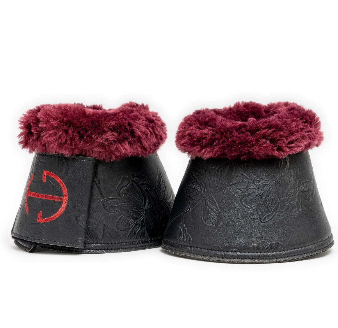 Halter Ego Bell Boots - Black & Crimson Rose