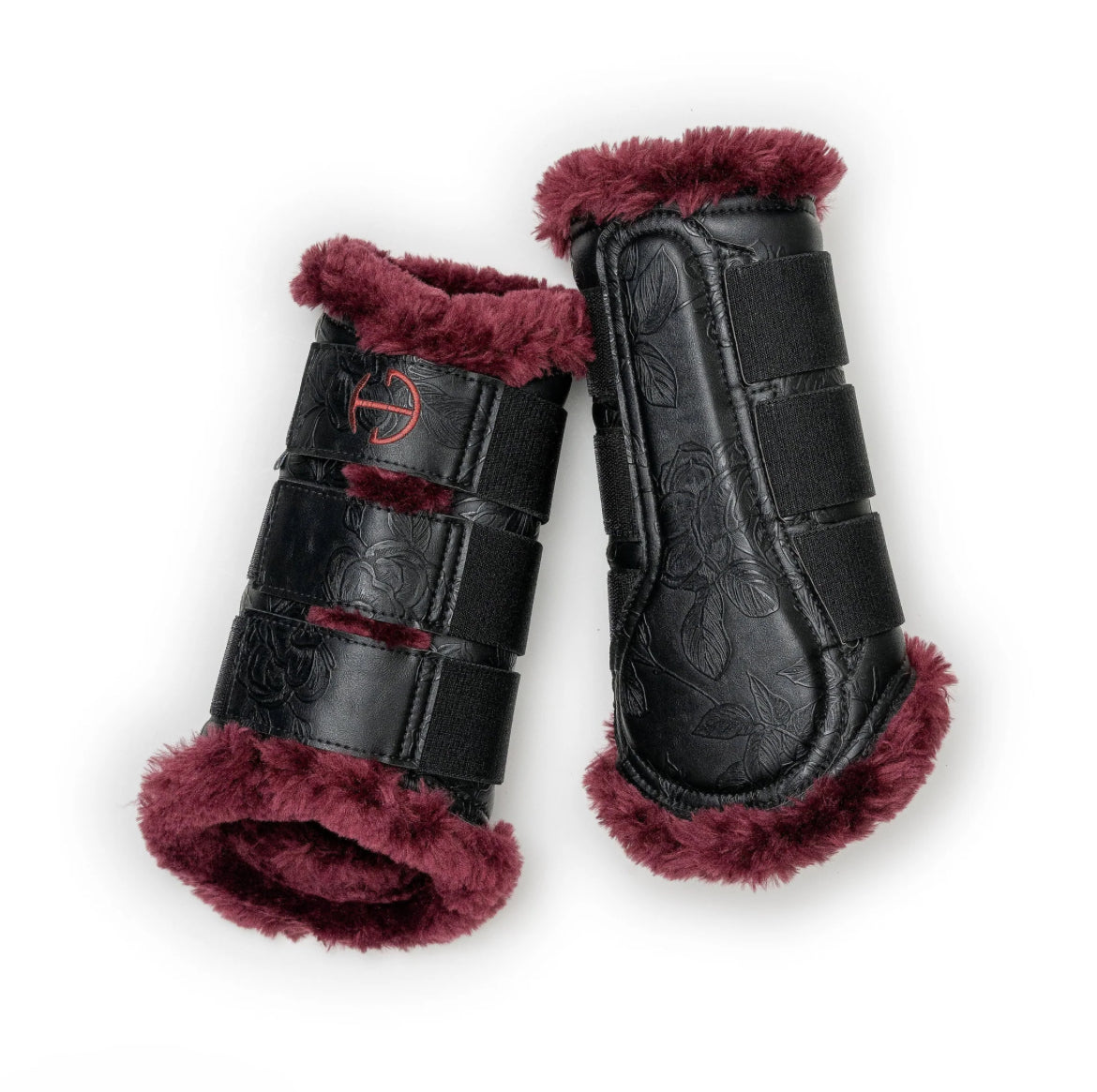 Halter Ego Brushing Boots - Black & Crimson Rose