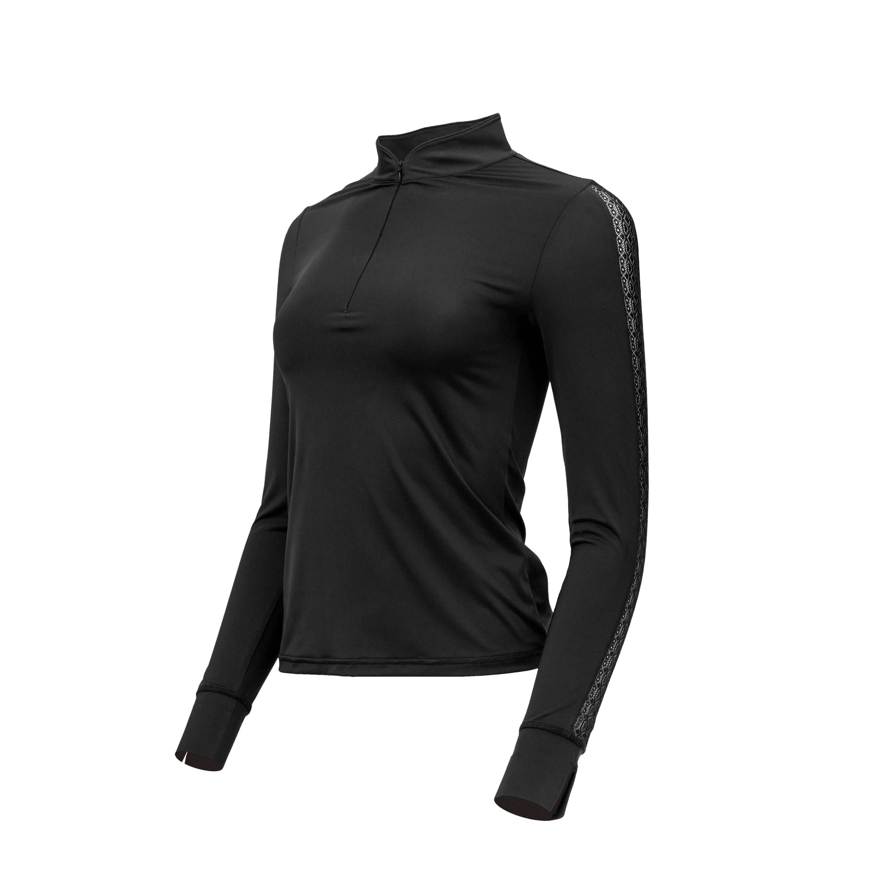 Halter Ego Annabelle - Long Sleeve Lace Riding Top - Black