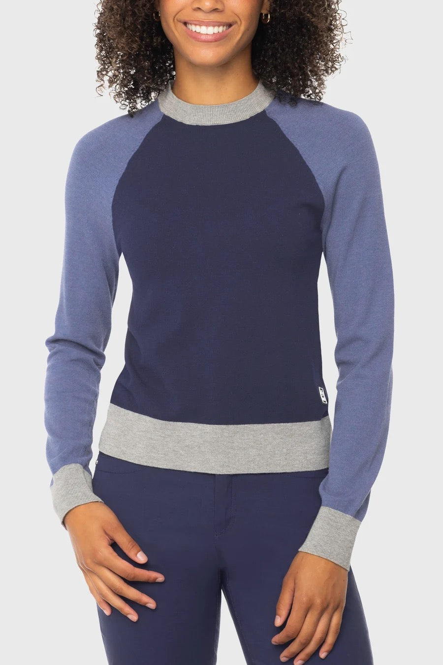 Kastel Crewneck Colorblock Sweater - Navy, Blue & Gray