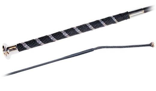 Fleck Soft Grip Nickel Cap  Dressage Whip - Black