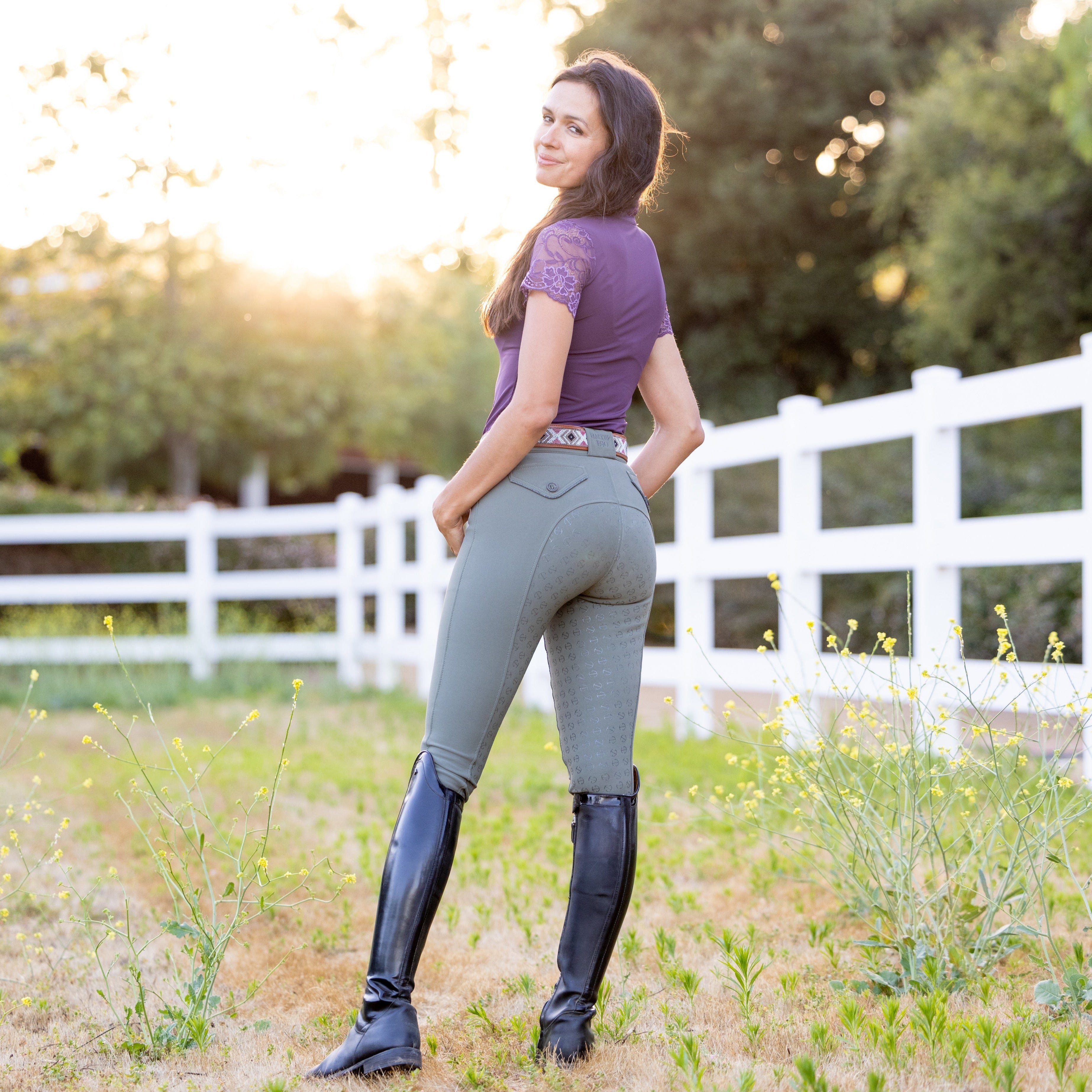 Evolution Full Seat Breeches - Sage Green-Mid Rise
