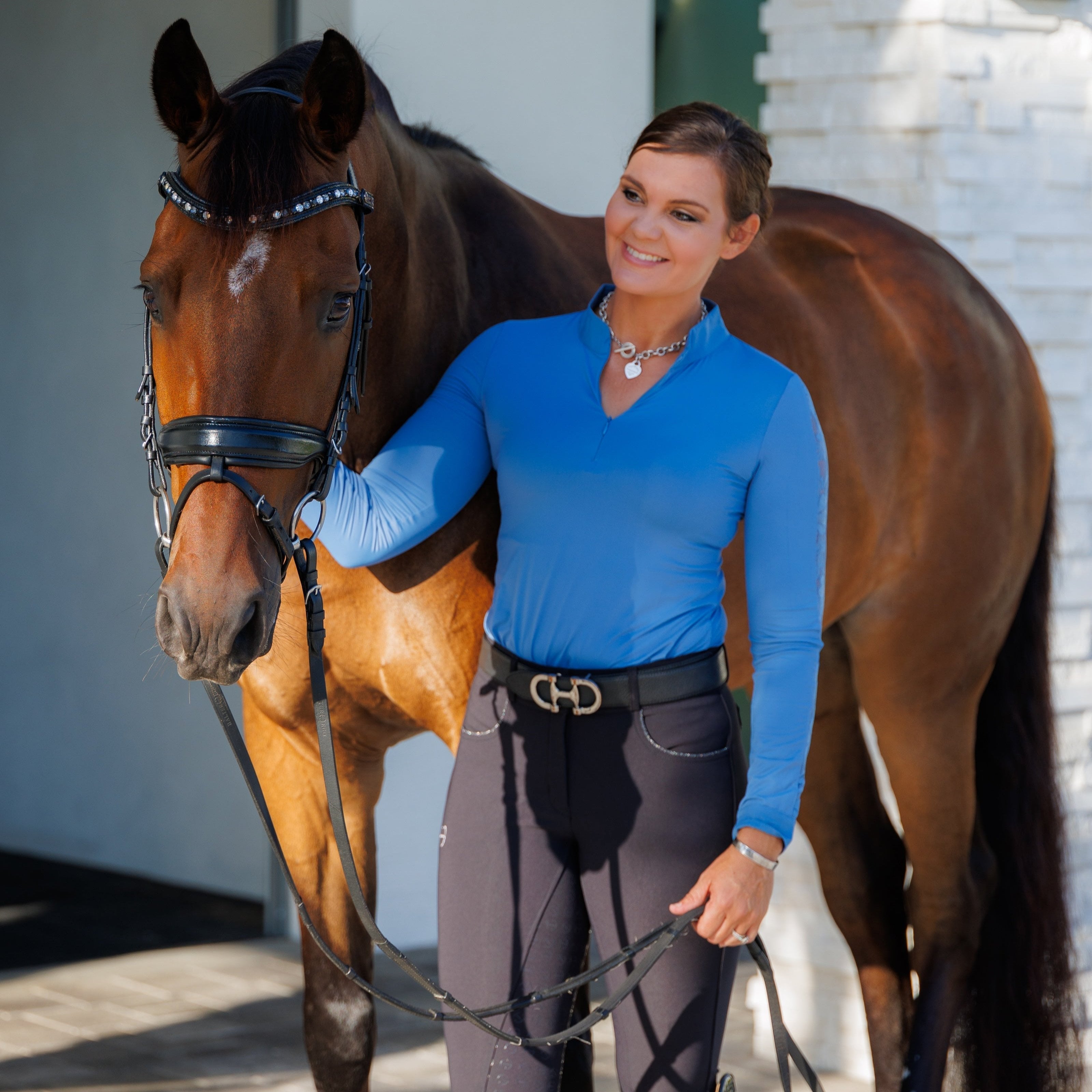 Maia Long Sleeve Lace Competition Shirt  - Sky Blue