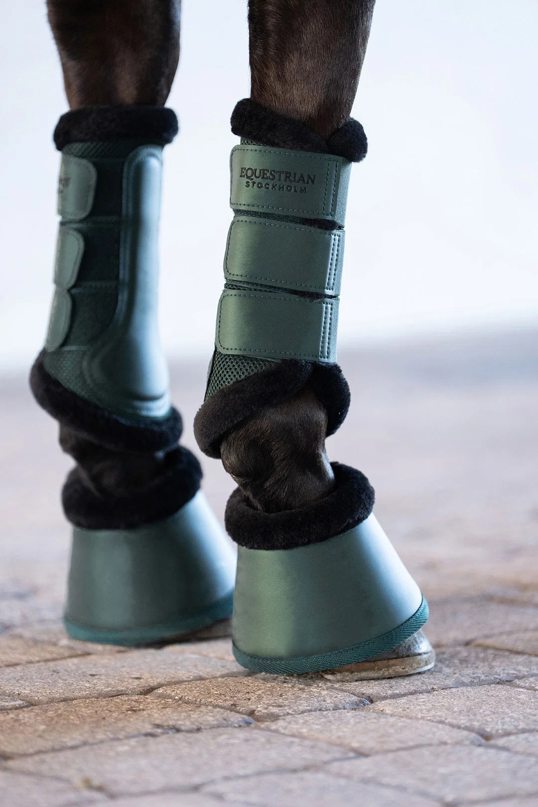 Equestrian Stockholm Fur Mesh Brushing Boots - Sycamore Green