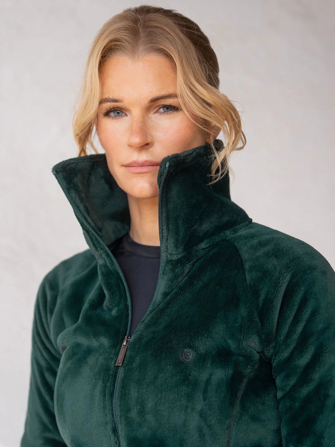 Equestrian Stockholm Velvet Fleece Jacket - Sycamore Green