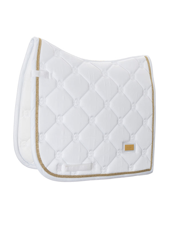 Equestrian Stockholm White Perfection Gold Saddle Pad - Full Size