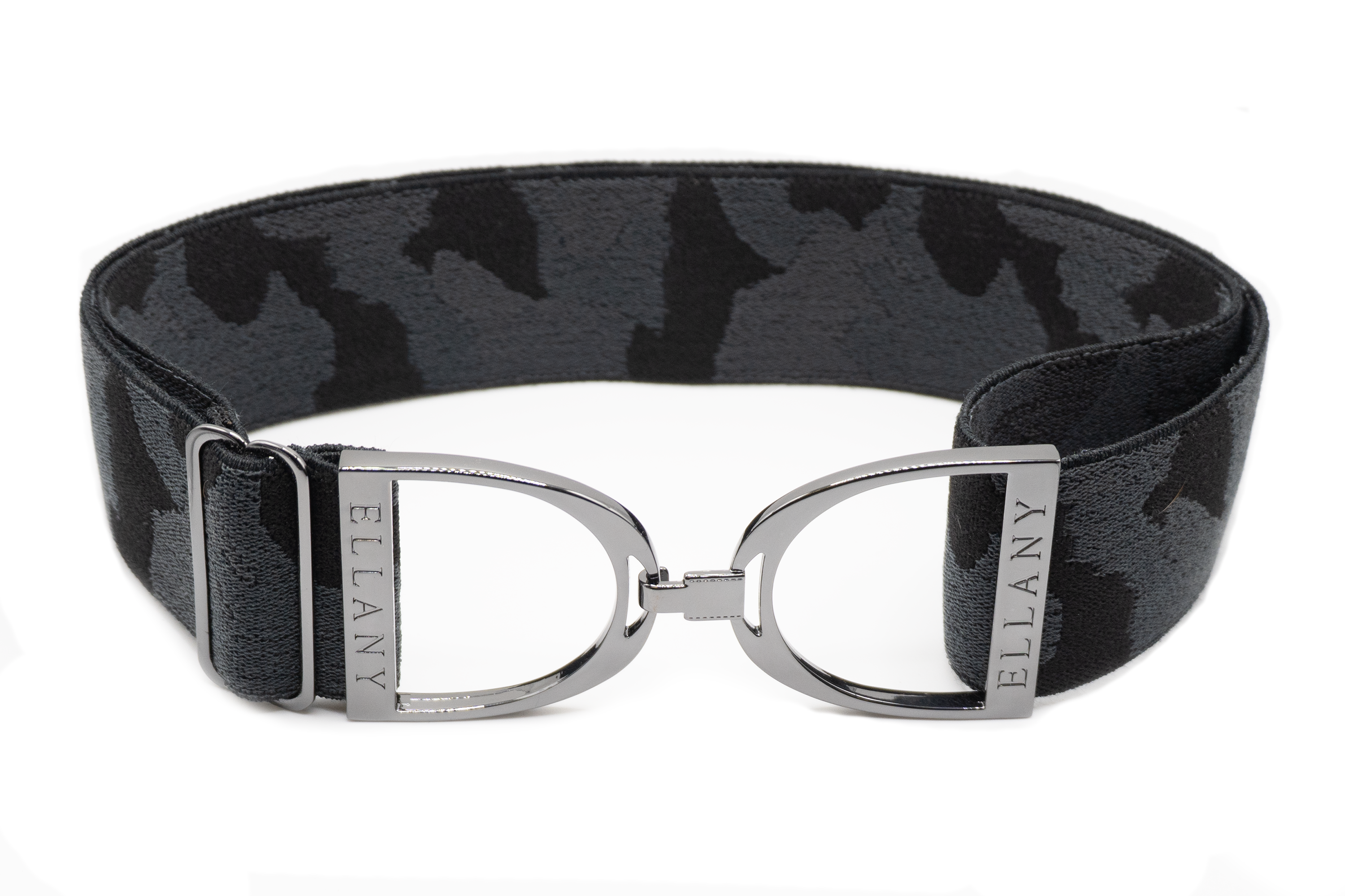 Black Camo - 2" Gunmetal Stirrup Elastic Belt