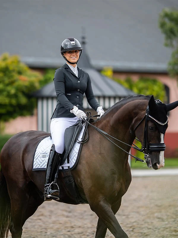 Equestrian Stockholm Modern White Black Edition Saddle Pad - Full Size