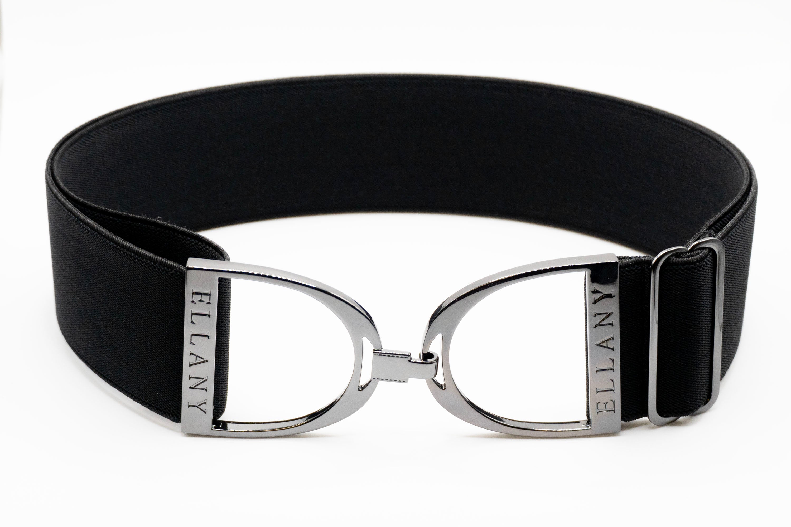 Black - 2" Gunmetal Stirrup Elastic Belt