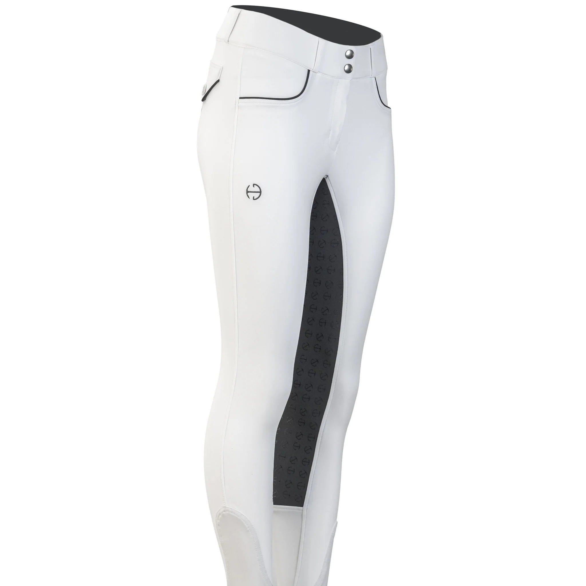 Halter Ego Evolution Competition Breeches- White + Charcoal-Mid Rise