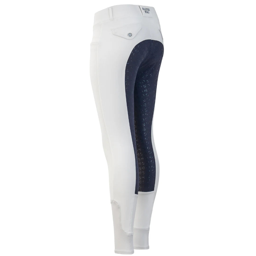 Halter Ego Evolution Competition Breeches- White + Navy-Mid Rise