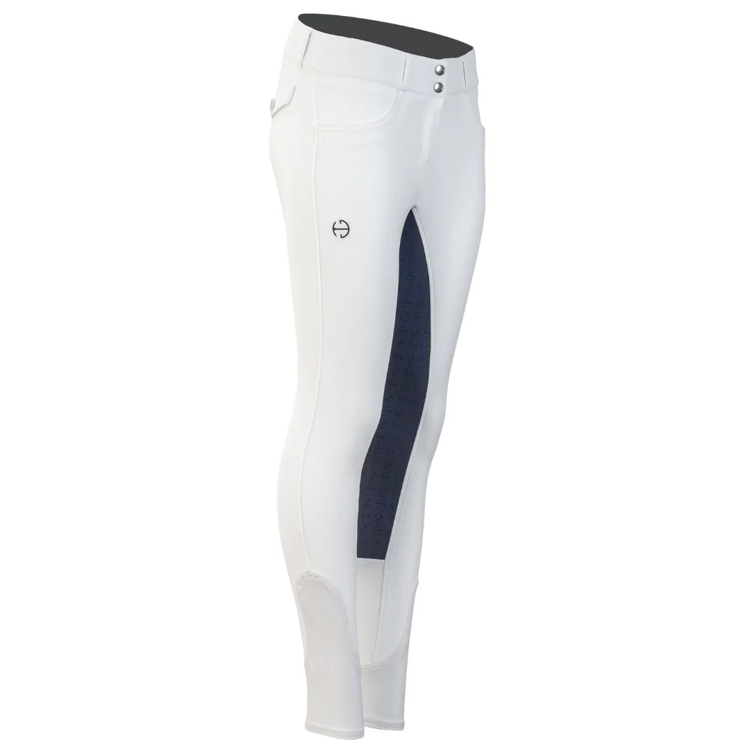 Halter Ego Evolution Competition Breeches- White + Navy-Mid Rise
