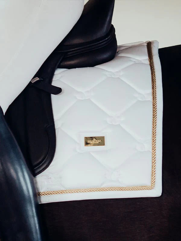 Equestrian Stockholm White Perfection Gold Saddle Pad - Full Size
