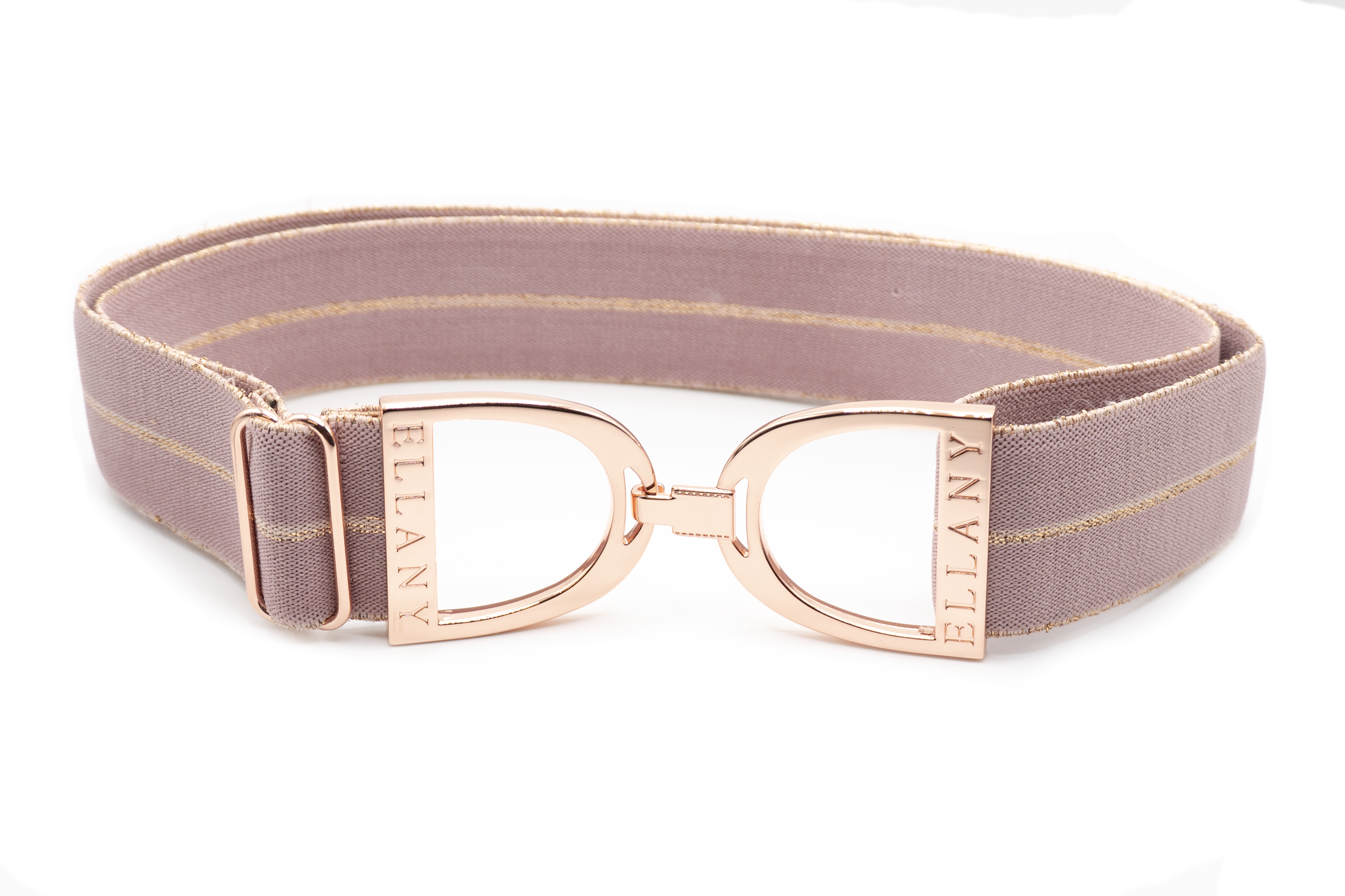 Lilac Kaylie - 1.5" Rose Gold Stirrup Elastic Belt