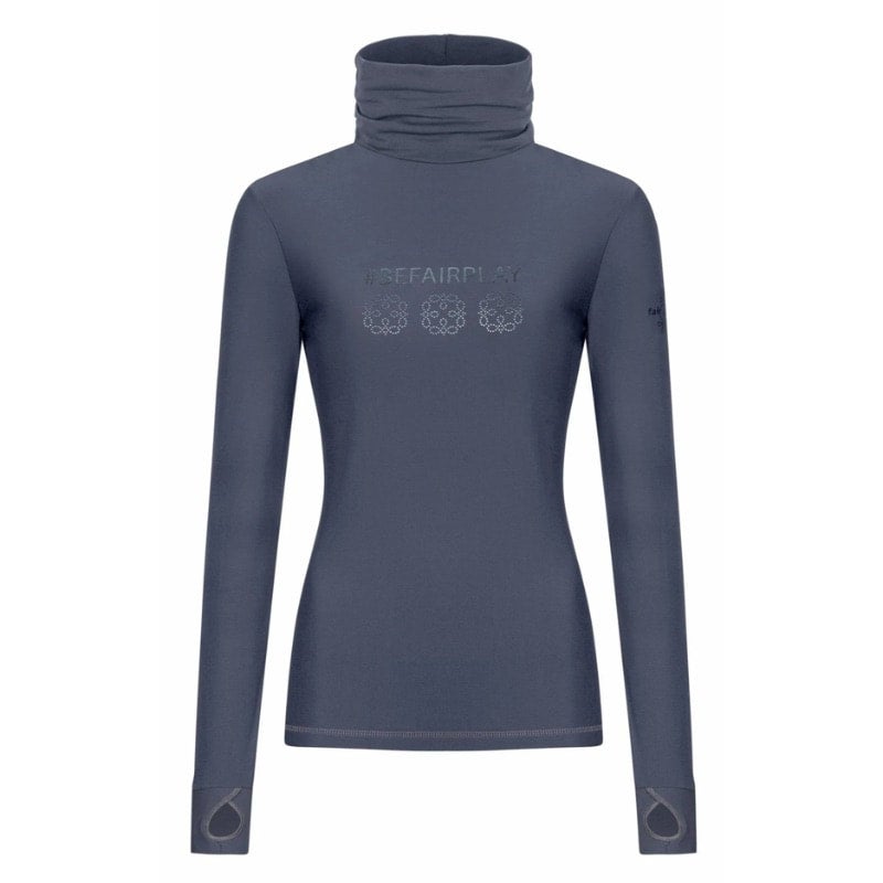 Fair Play Kora Technical Turtleneck - Steel Blue Size XL/42