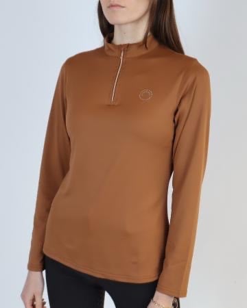 Montar Everly Mon-Tech Rosegold Long Sleeve Polo Shirt - Toffee Size- X-Large