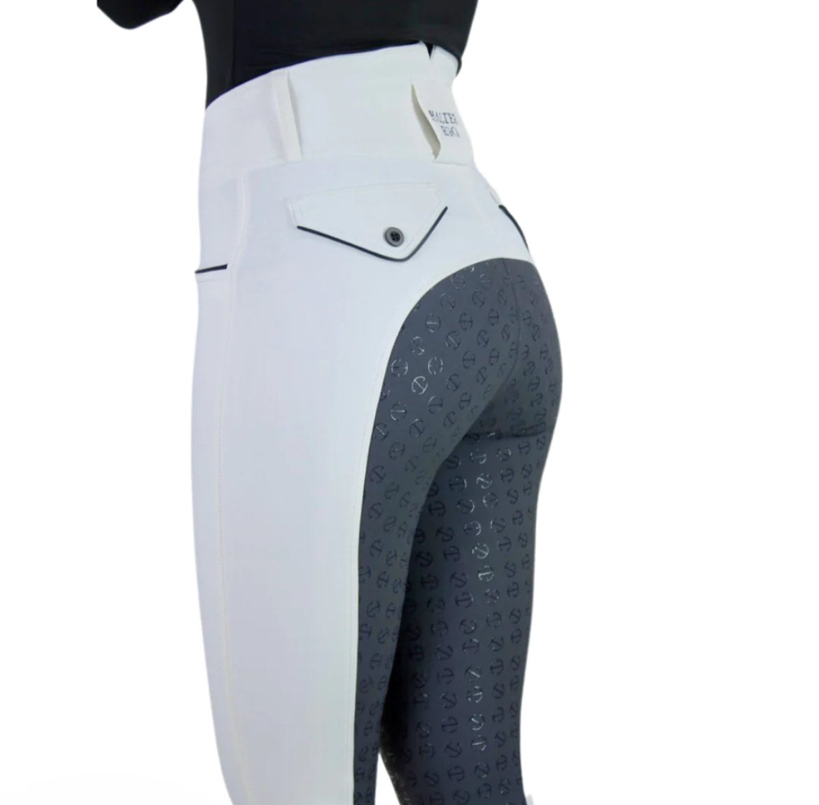 Halter Ego Evolution White Competition Breech with Contrast Seat-High Waist