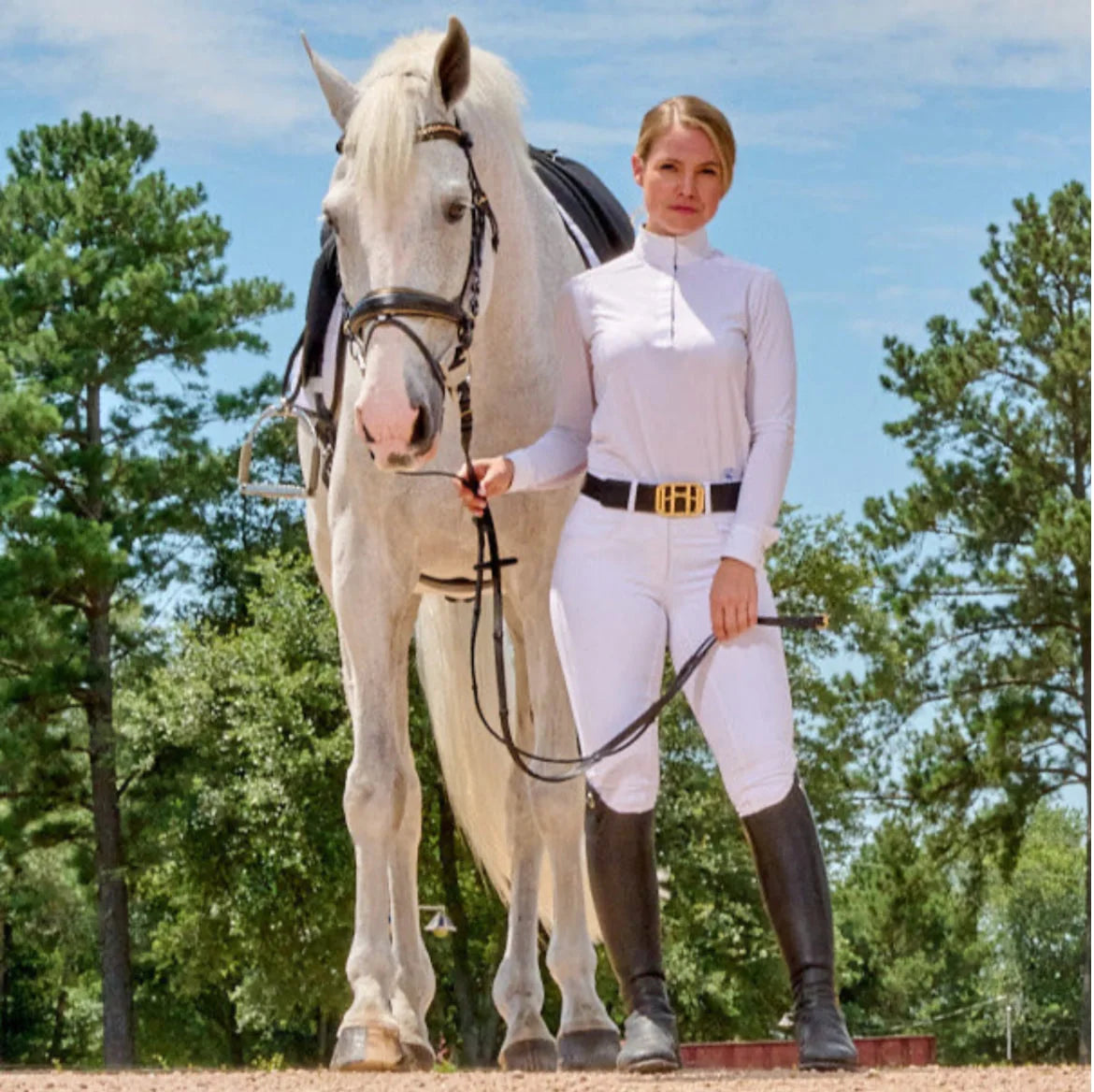 Halter Ego Evolution  Competition Breeches- White-Mid Rise